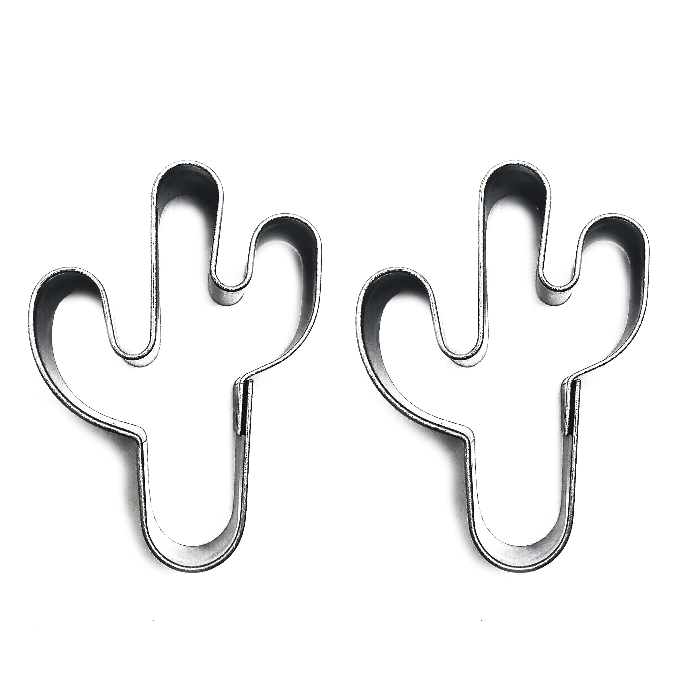 (2 Pack) Cactus Shape Cookie Cutters Stainless Steel Fondant Molds Cutters (2'' Wide X 2.75'' Tall) Southwest Party