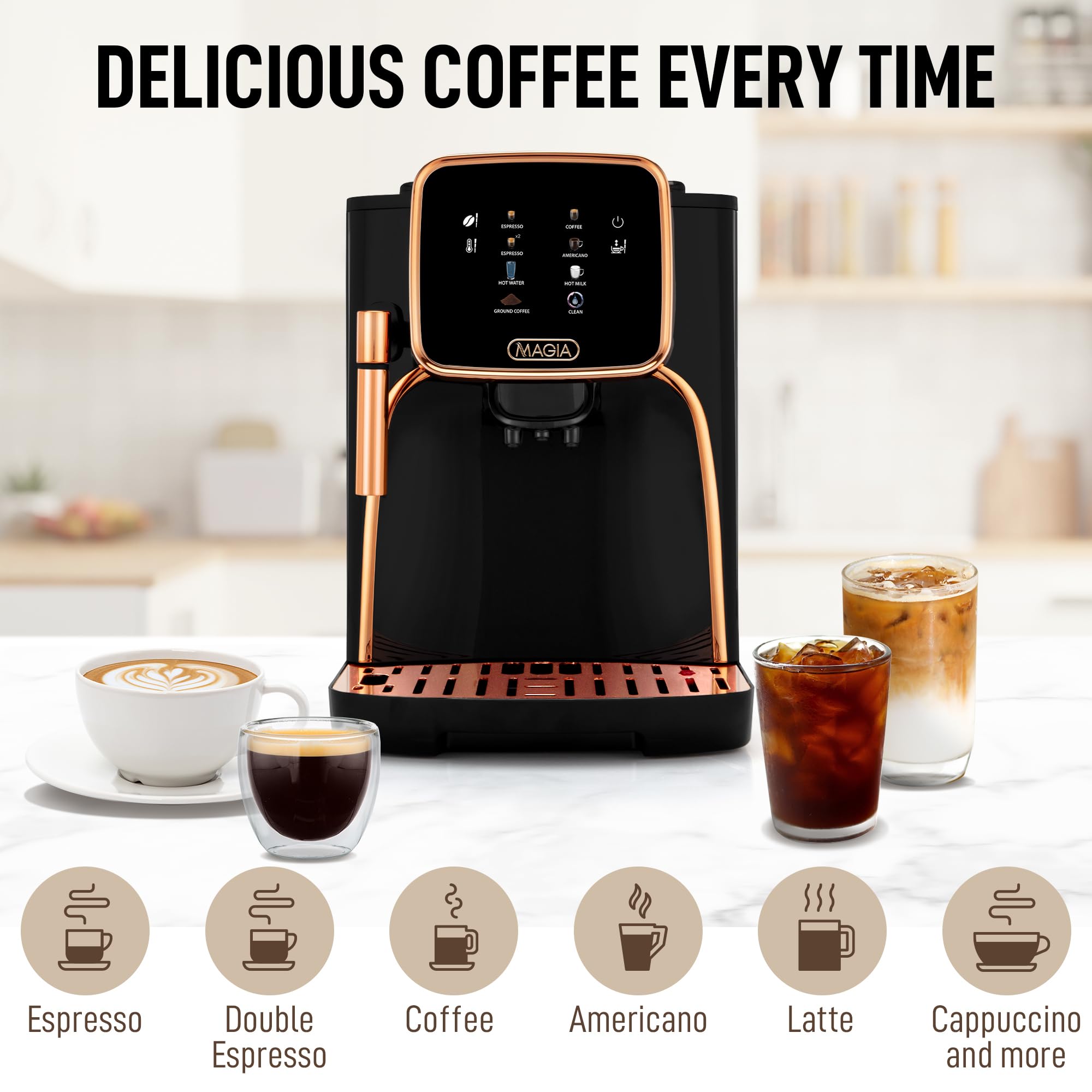 Zulay Kitchen Magia Clasica - Fully Automatic Espresso Machine With Grinder - Touch Screen Coffee Maker With One-Touch Operation