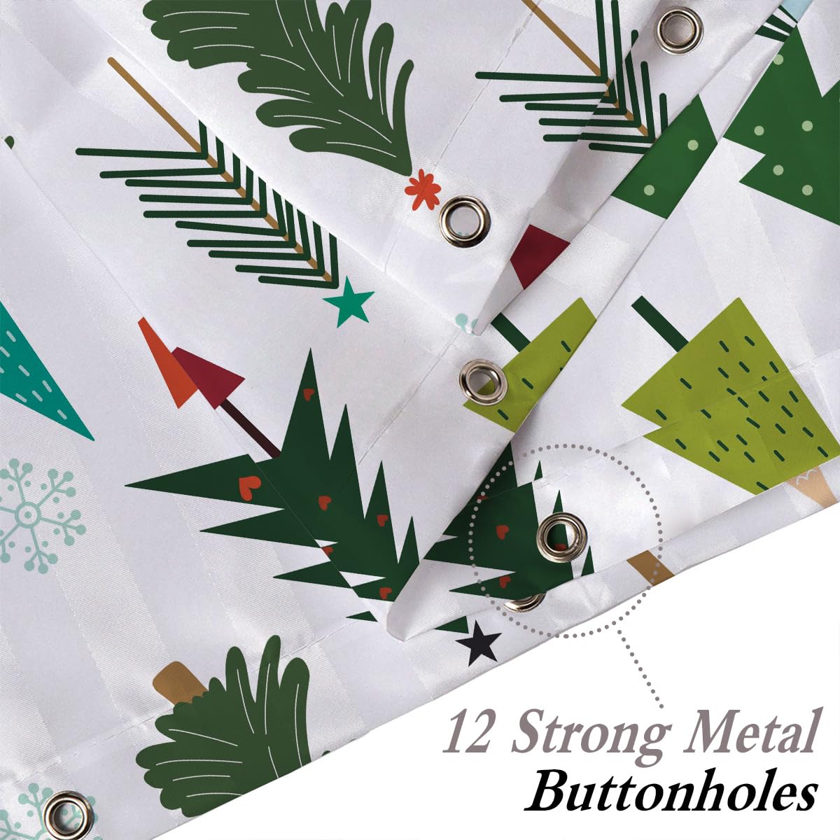 LYLYCTY Christmas Tree Shower Curtain for Bathroom, Winter Boho Fabric Shower Curtain Set with 12 Plastic Hooks 72x72 Inches