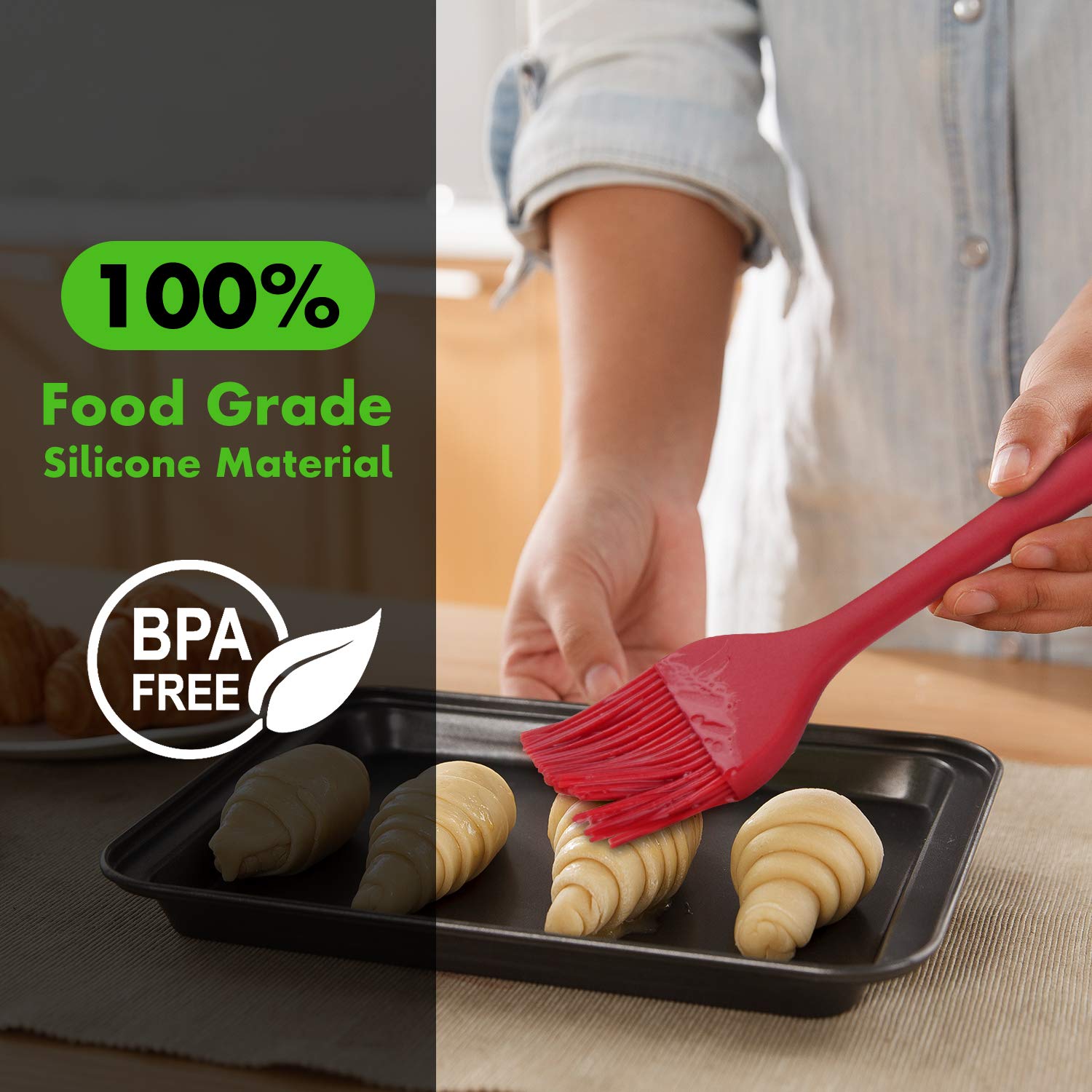 HOTEC Silicone Heat Resistant Marinading Meat Grill Basting Pastry Brush for Oil Butter Sauce Sausages Desserts Turkey Baster Grill Barbecue  Multicolor