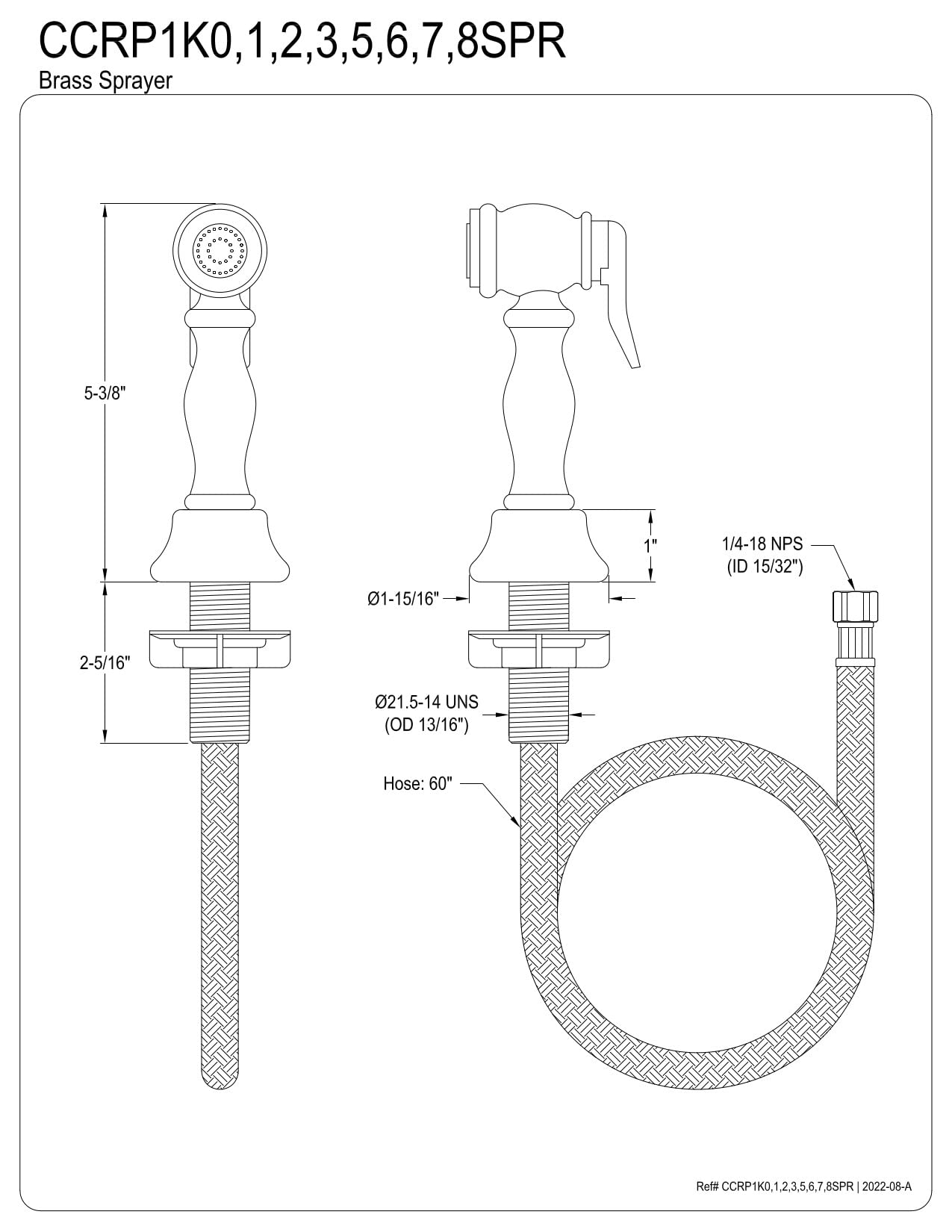 Kingston Brass CCRP1K6SPR Vintage Kitchen Faucet Side Sprayer  Polished Nickel