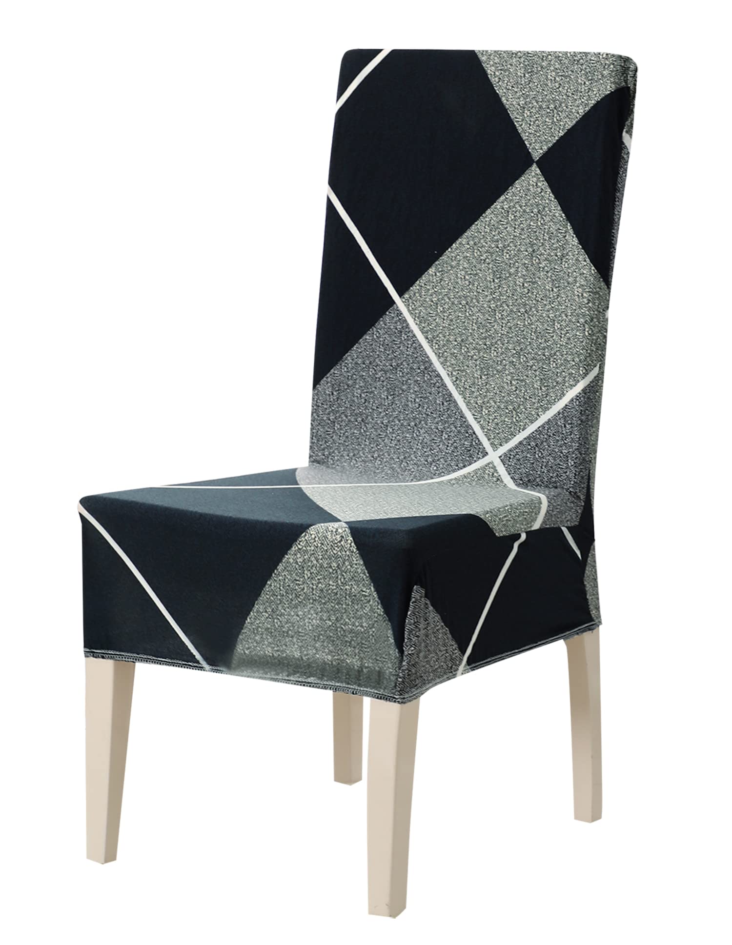 House Of Quirk Elastic Chair Cover Stretch Removable Washable Short Dining Chair Cover Protector Seat Slipcover (Pack 1, Checker