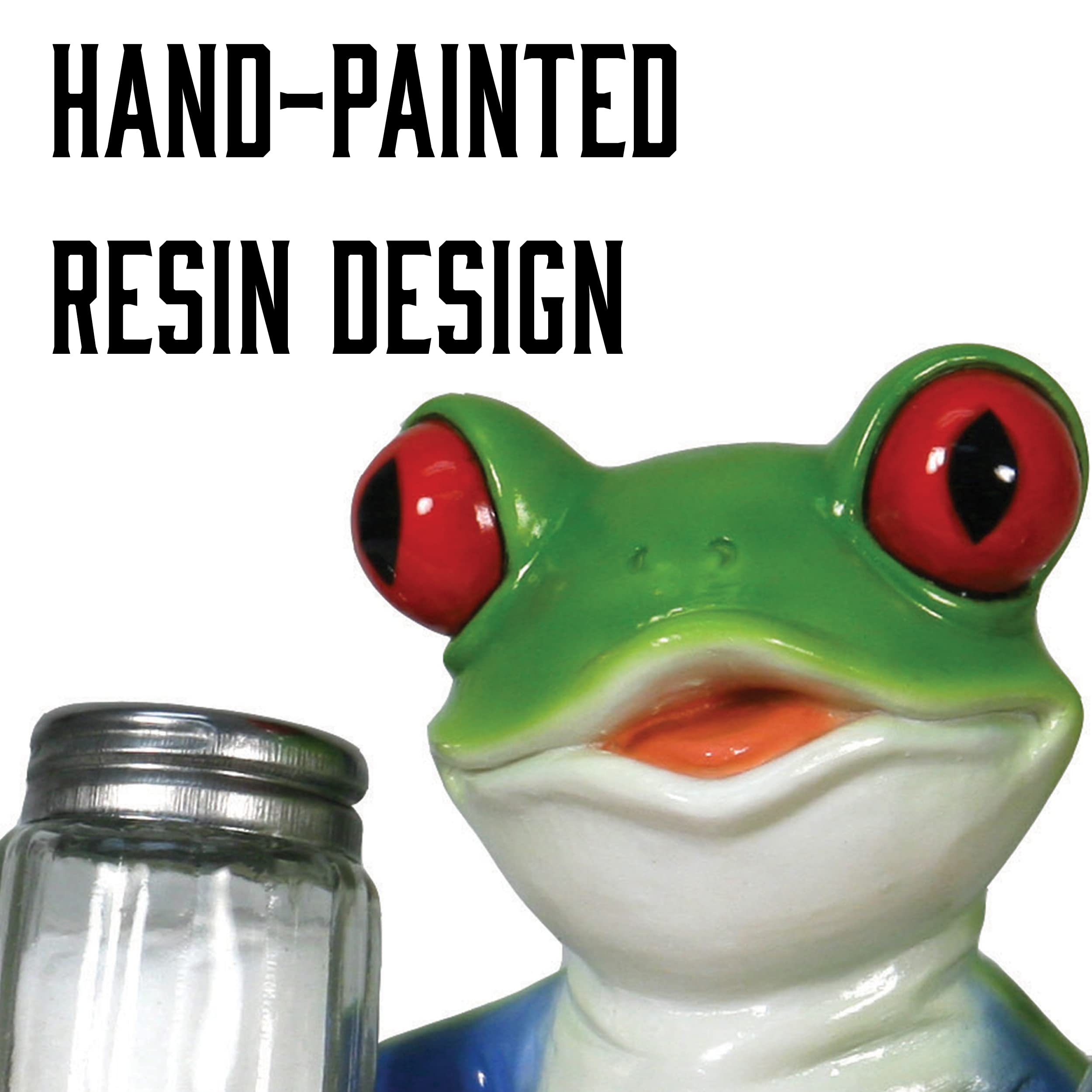 Rivers Edge Products Salt And Pepper Shakers Set, Unique Poly Resin And Glass Spice Dispenser, Novelty Kitchen Counter Decor, Tr