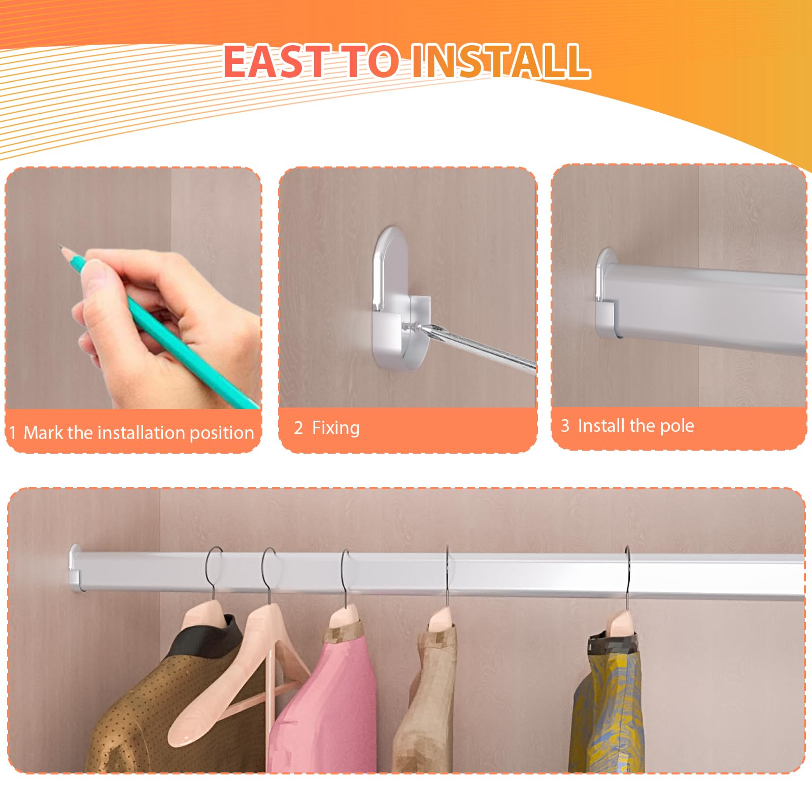 Kovosch 18 Pcs Oval Closet Rod End Support, 15Mm X 30Mm Wardrobe Bracket Zinc Alloy Closet Rod Holders, Heavy-Duty Closet Rod Br