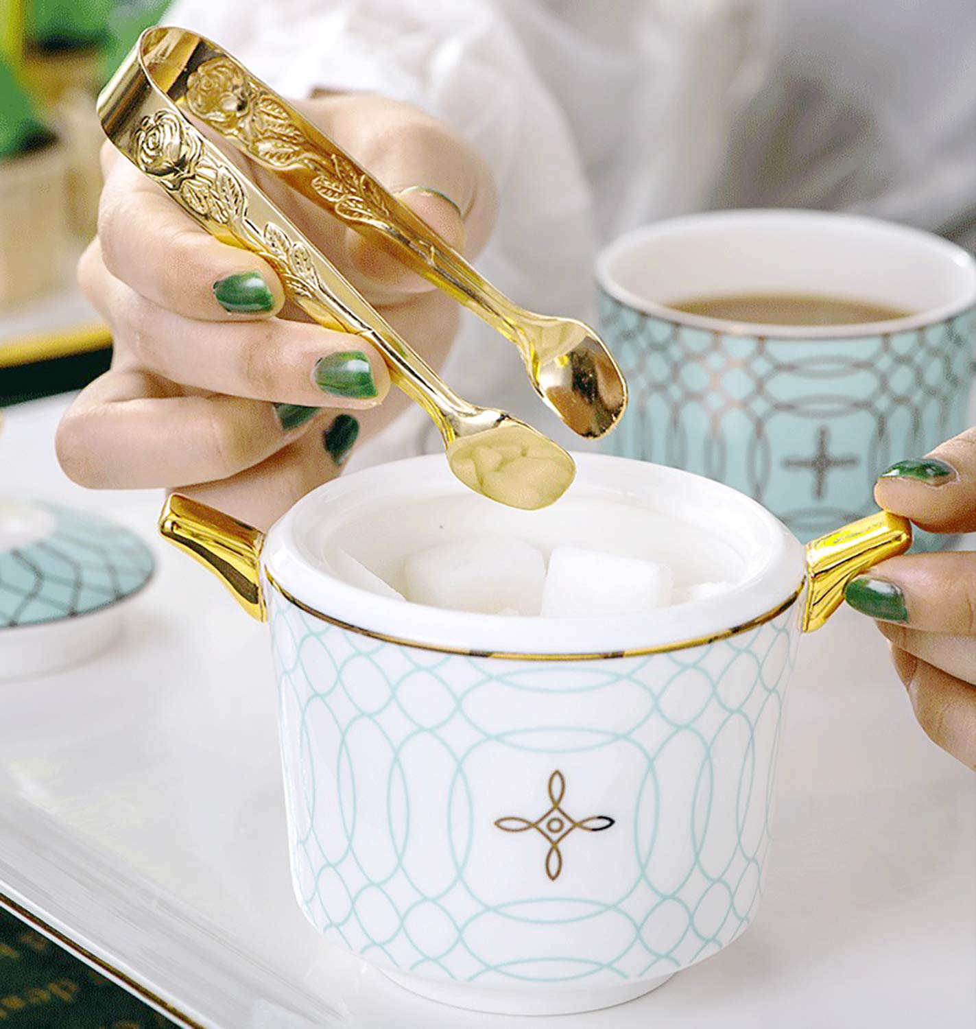 Hinmay 6Pcs Mini Serving Tongs 4 Inches Small Rose Sugar Cube Tongs (Gold)