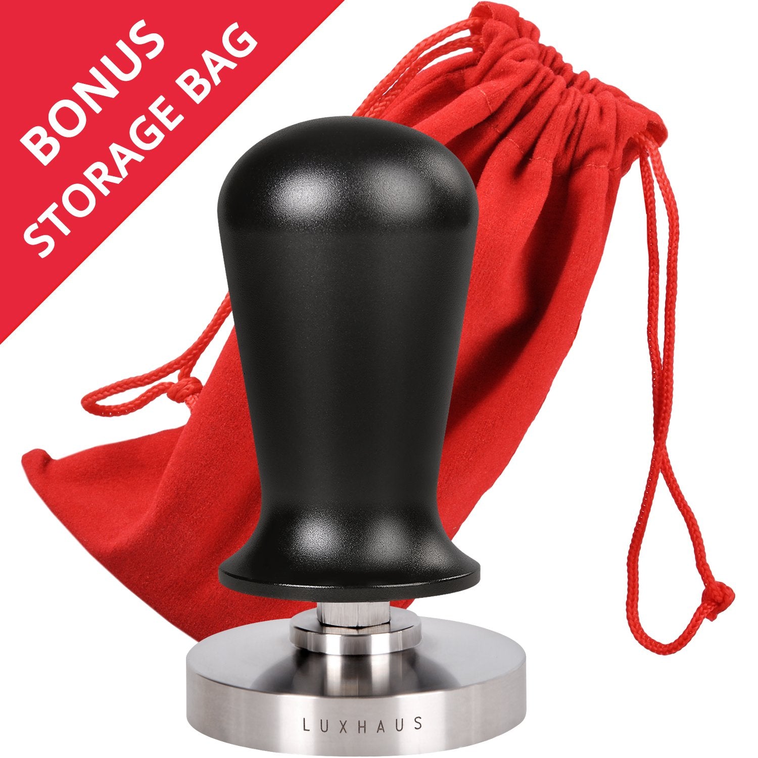 LuxHaus Espresso Tamper - 51mm Calibrated Coffee Tamper for Espresso Machine with Spring Loaded 100% Flat Stainless Steel Base