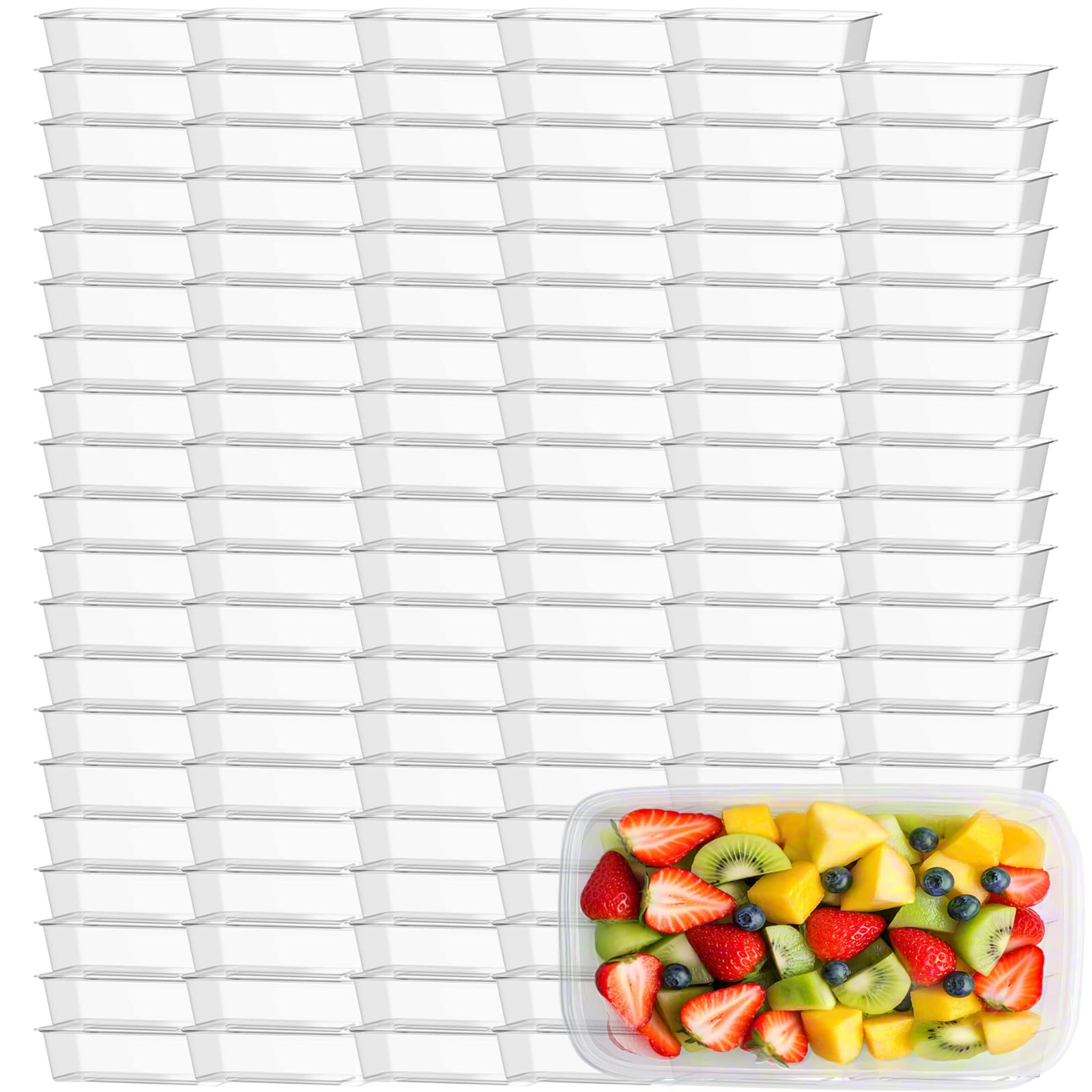 LECEHIVO 120 Pcs Disposable Plastic Meal Prep Container with Lid Clear 25oz