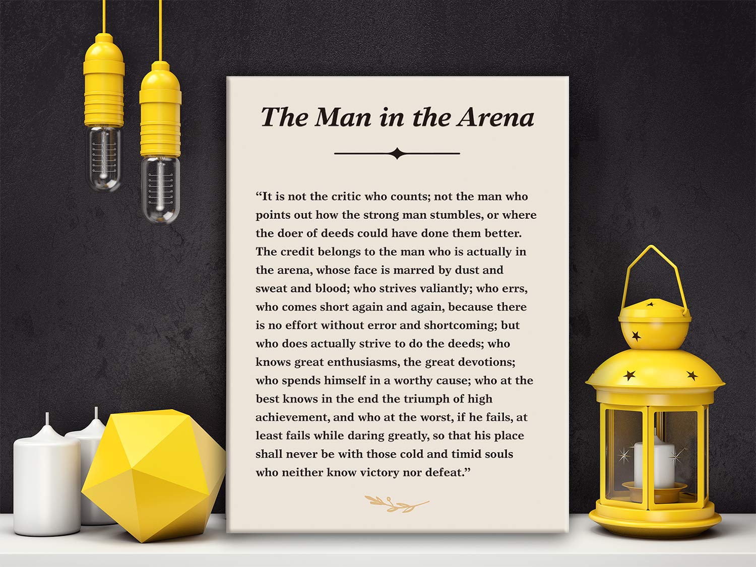 Inspirational Theodore Roosevelt Quote The Man In The Arena Sign Poster Canvas Wall Art Painting Ready To Hang For Homebedroomli