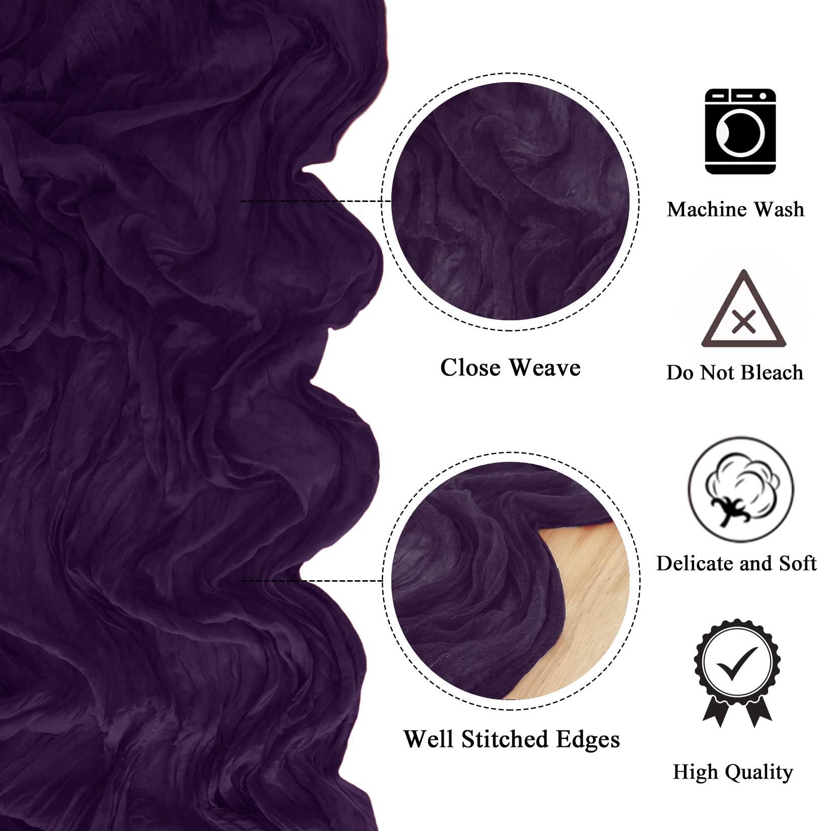 Fanproms Cheesecloth Table Runner Purple 10Ft 2 Pack Boho Gauze Table Runners For Halloween Party Rustic Cheese Cloth Table Runn