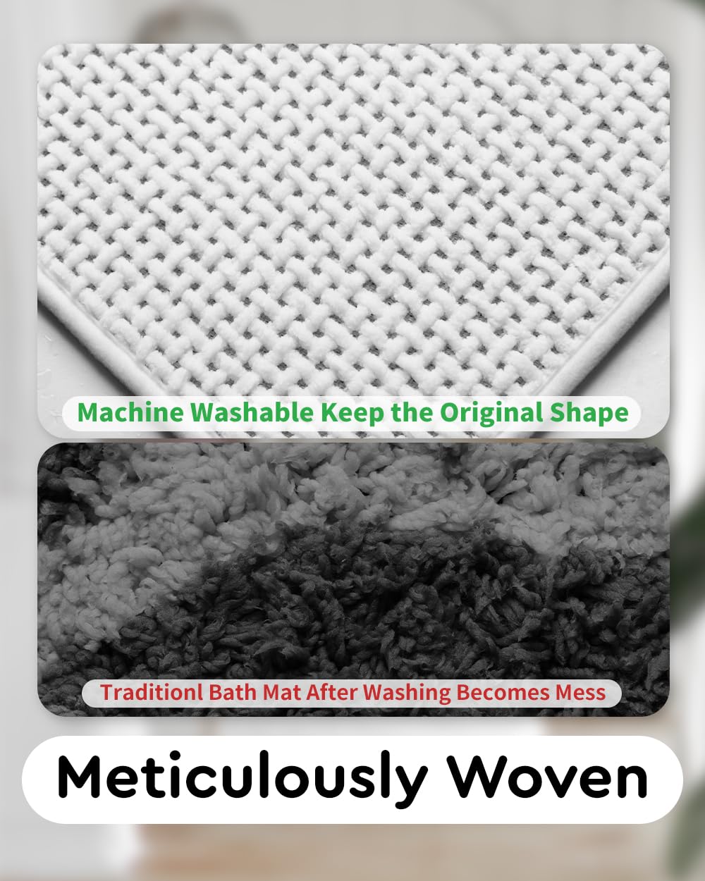 Tchidio Soft Chenille Bath Mat-Super Absorbent Bathroom Mat Quick Dry- Rubber Backed Bath Mats For Bathroom Floor Non Slip- Mach
