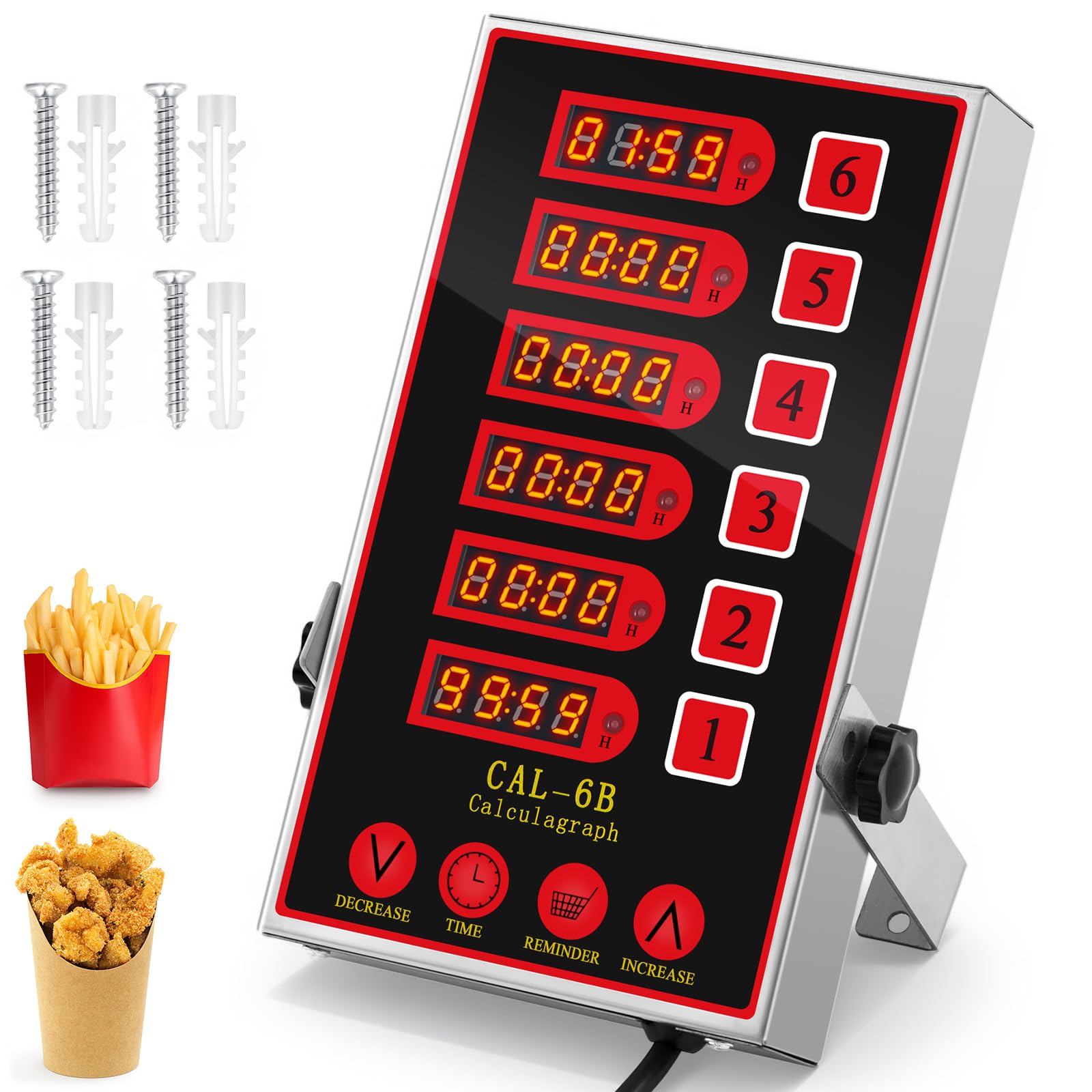 Relaxweex 1 Pack Commercial Digital Kitchen Timer for Cooking, 6 Channel