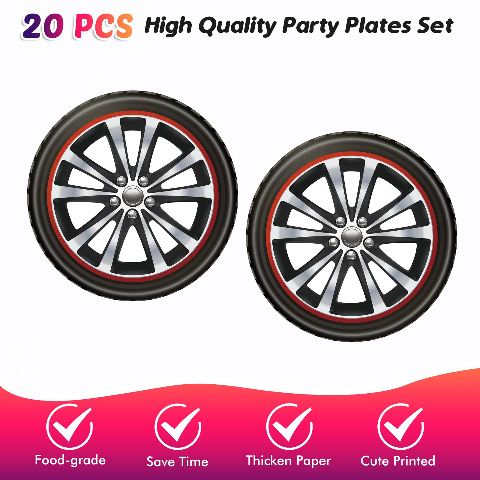 41Pcs Race Car Birthday Party Supplies Inckudes 20 Plates 20 Napkins And 1 Tablecloth, Racing Car Race Track Party Decorations R