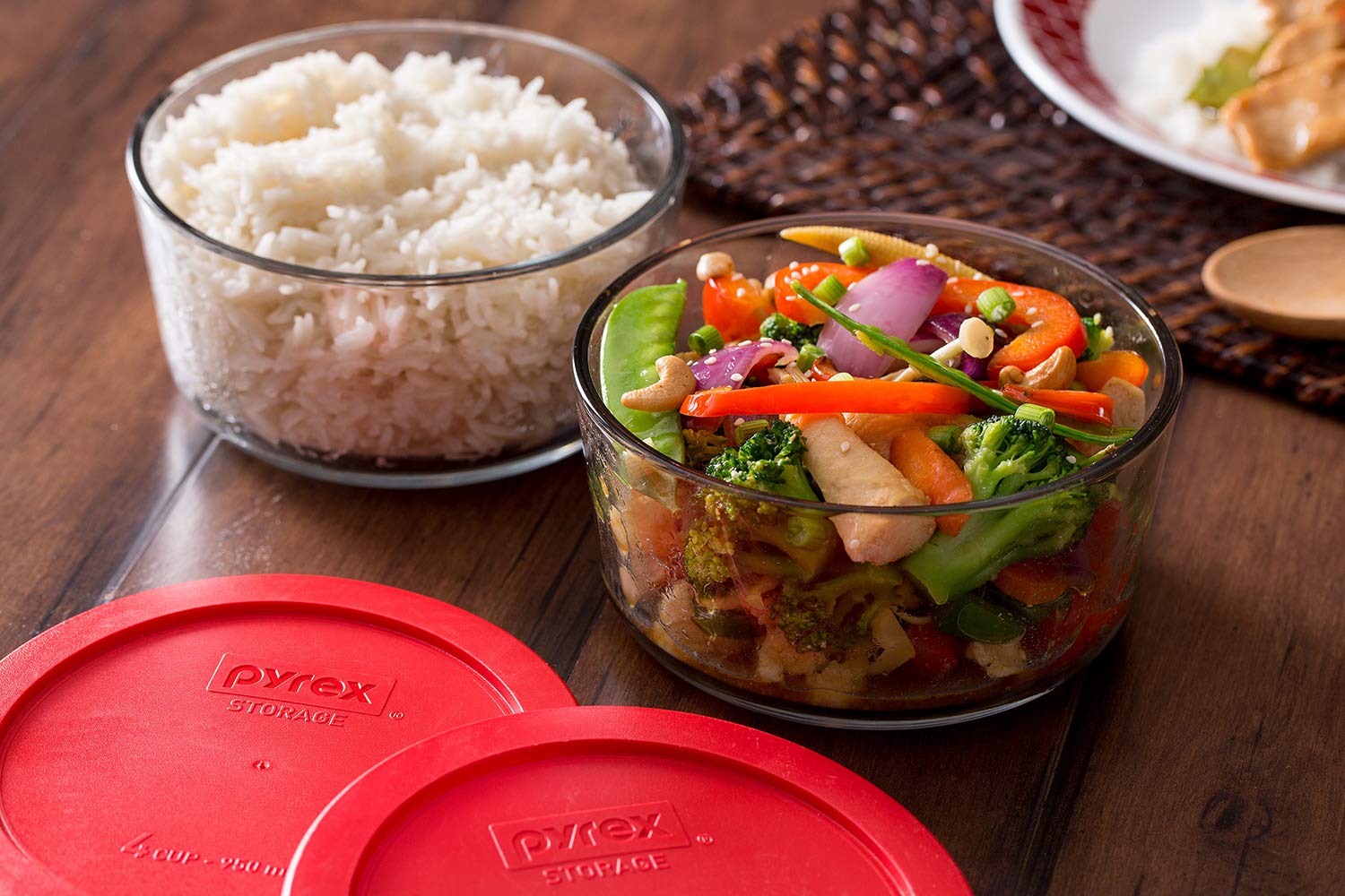 Pyrex Glass Food Storage Containers Set, 8-Pack (1, 2, 4 & 7 Cup), BPA-Free Lids, Dishwasher & Microwave Safe