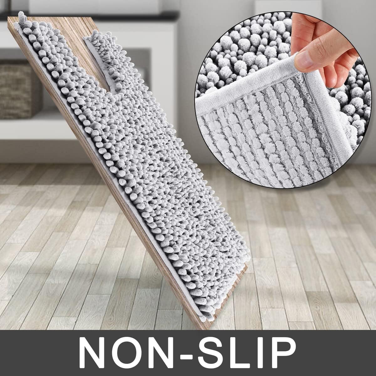 Yimobra Luxury Shaggy Toilet Bath Mat U-Shaped Contour Rugs For Bathroom, Soft And Comfortable, Maximum Absorbent, Dry Quickly,