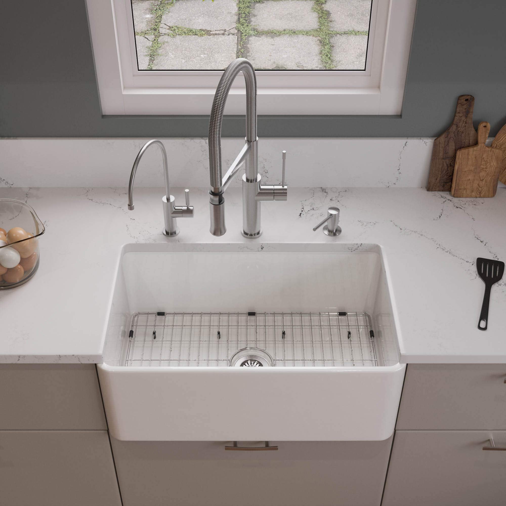 Alfi Brand Abf3018-W Kitchen Sink, 30''L X 18''W X 10''H, White