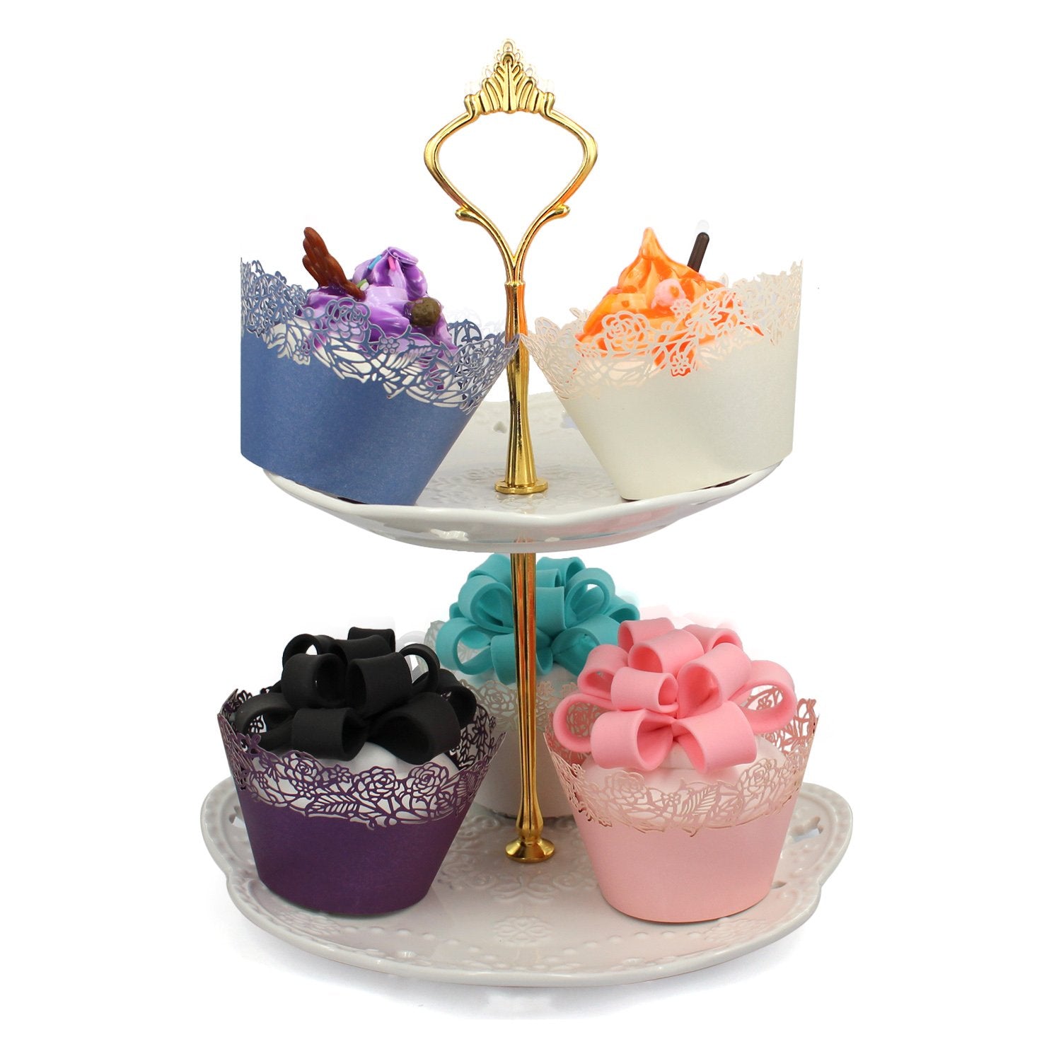 Cupcake Wrappers Pack Of 50 White Filigree Artistic Bake Cake Paper Cups Little Vine Lace Laser Cut Liner Baking Cup Muffin Case