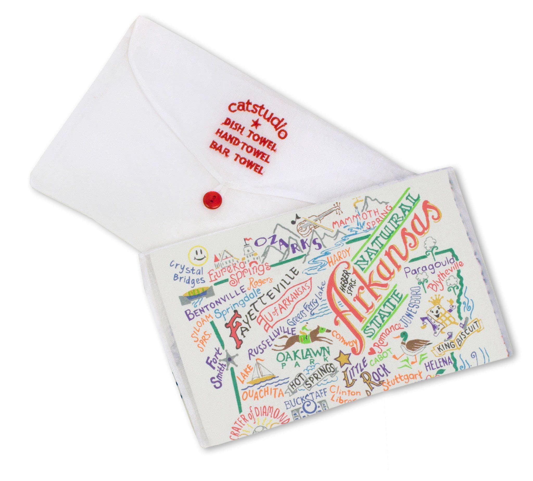 Catstudio Arkansas Dish Towel - U.S. State Souvenir Kitchen And Hand Towel With Original Artwork - Perfect Tea Towel For Arkansa