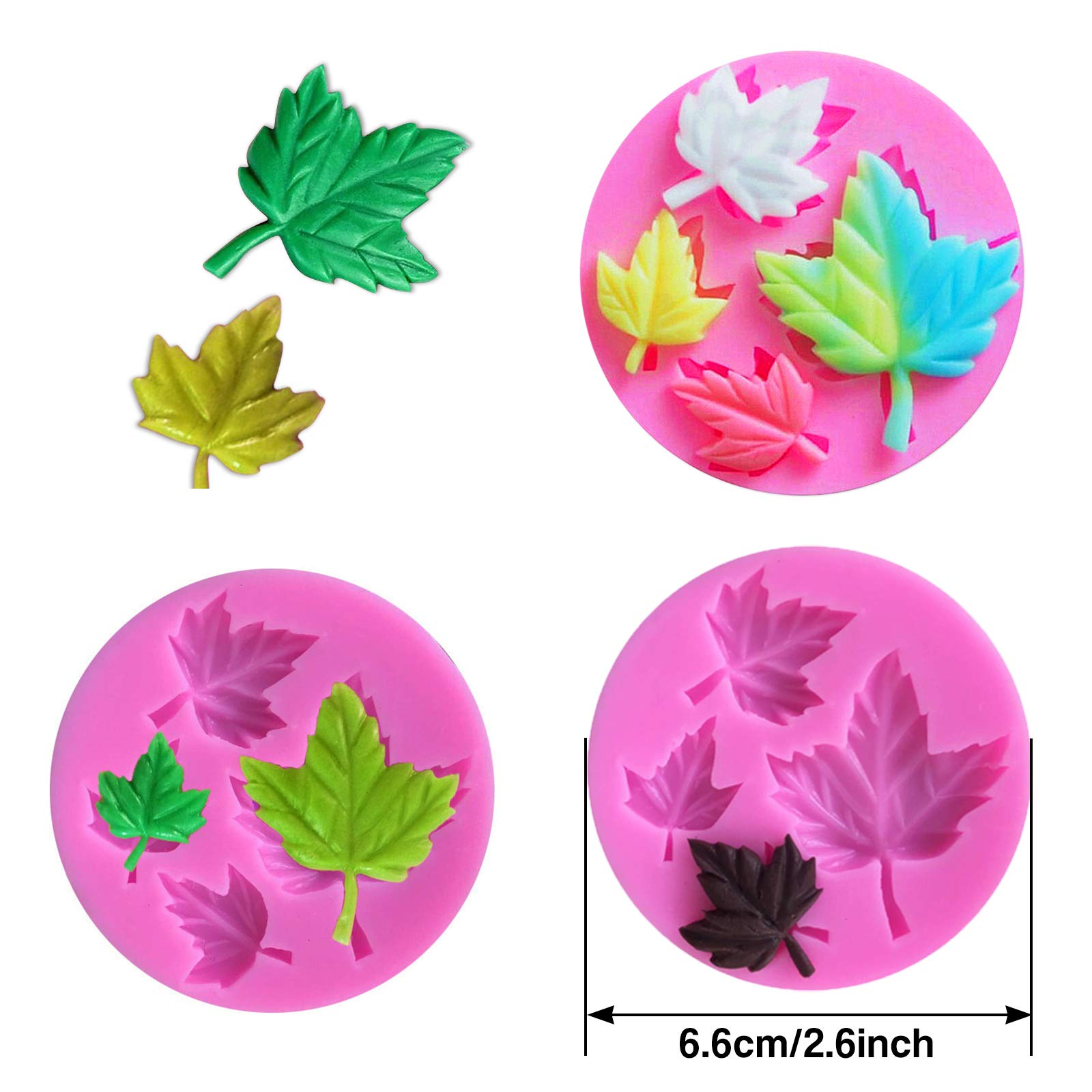 Rainmae 5Pcs Autumn 3D Pumpkin Silicone Mold, Mini Pumpkin Mold For Thankgiving Cupcake Molds, Maple Leaves Fondant Cake Decorat