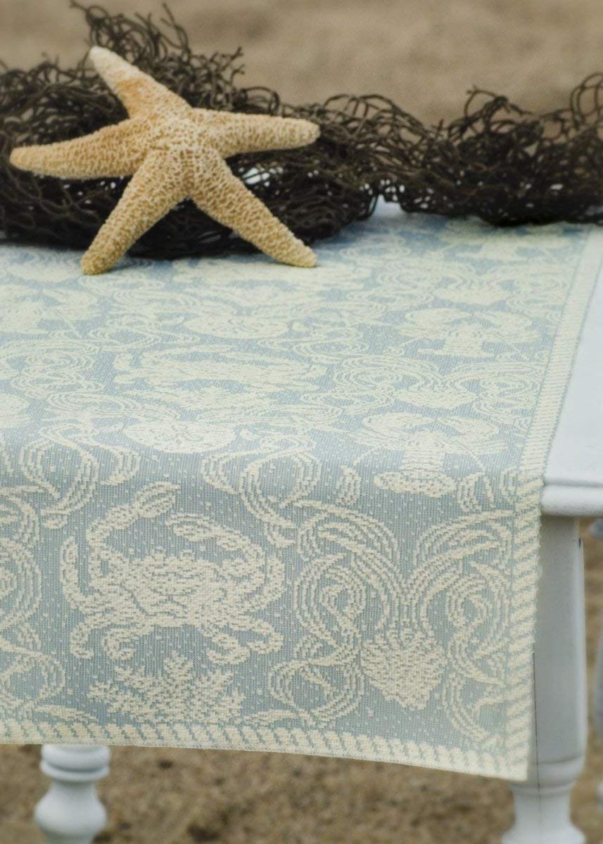 Heritage Lace Sand Crab Damask 14''X54'' Table Runner
