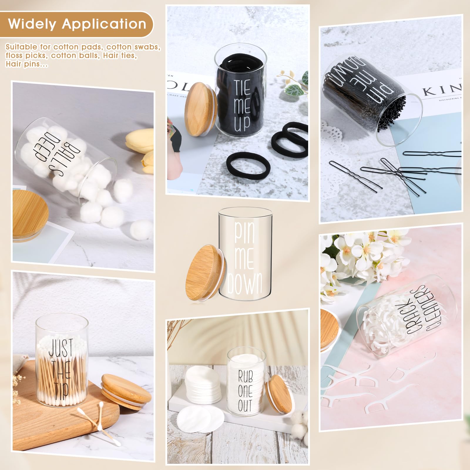 Funny Apothecary Jars 2 Pack Hair Tie Holder Organizers Bathroom Canisters with Tray Bobby Pin Holder Bathroom Jars Accessories Set with Lids for Bathroom d?or Farmhouse Bathroom Storage Organization