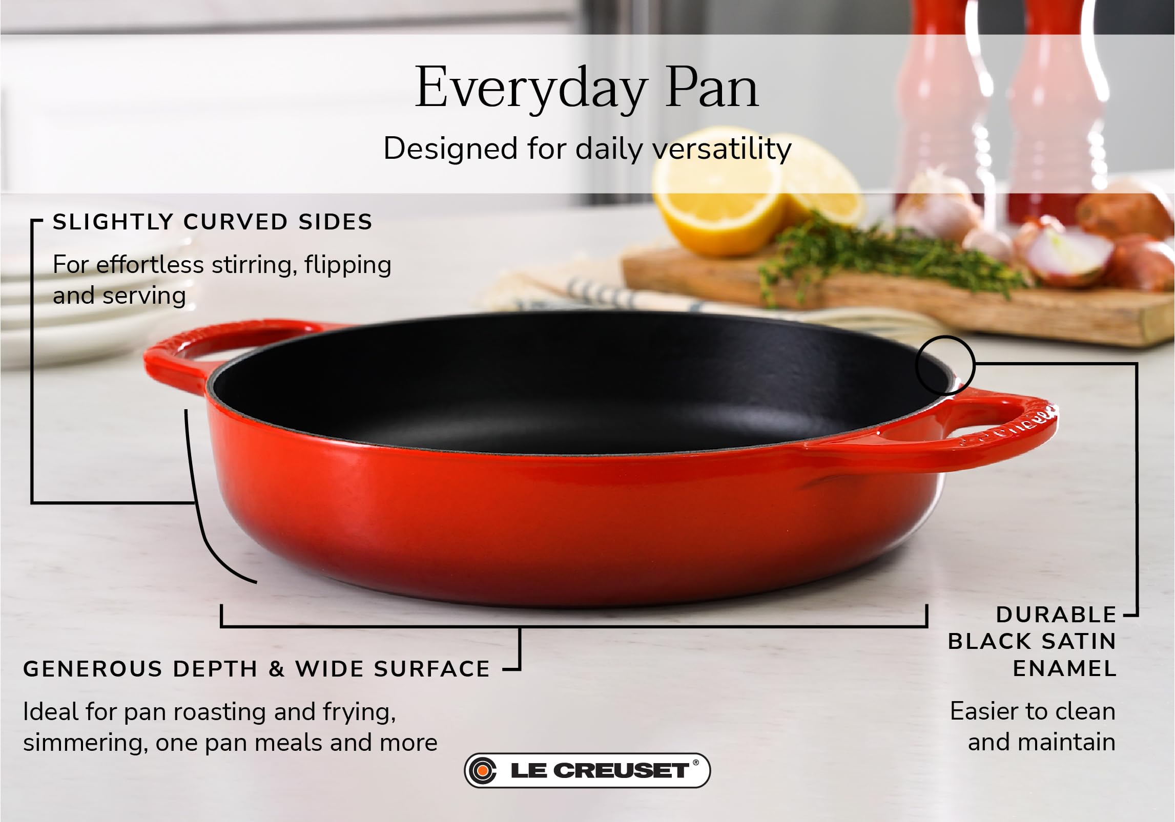 Le Creuset Enameled Cast Iron Signature Everyday Pan, 11, Peche