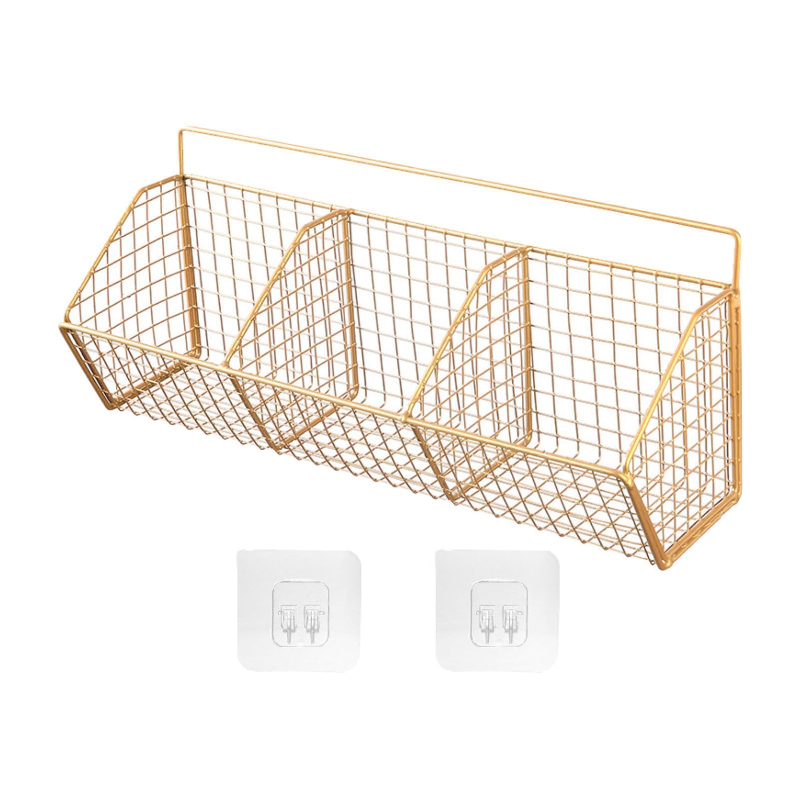 Ecomistiq Hanging Wall Basket Iron Modern Spice Rack For Restaurant Bathroom Farmhouse Three Grid|Racks & Holders|Storage & Orga