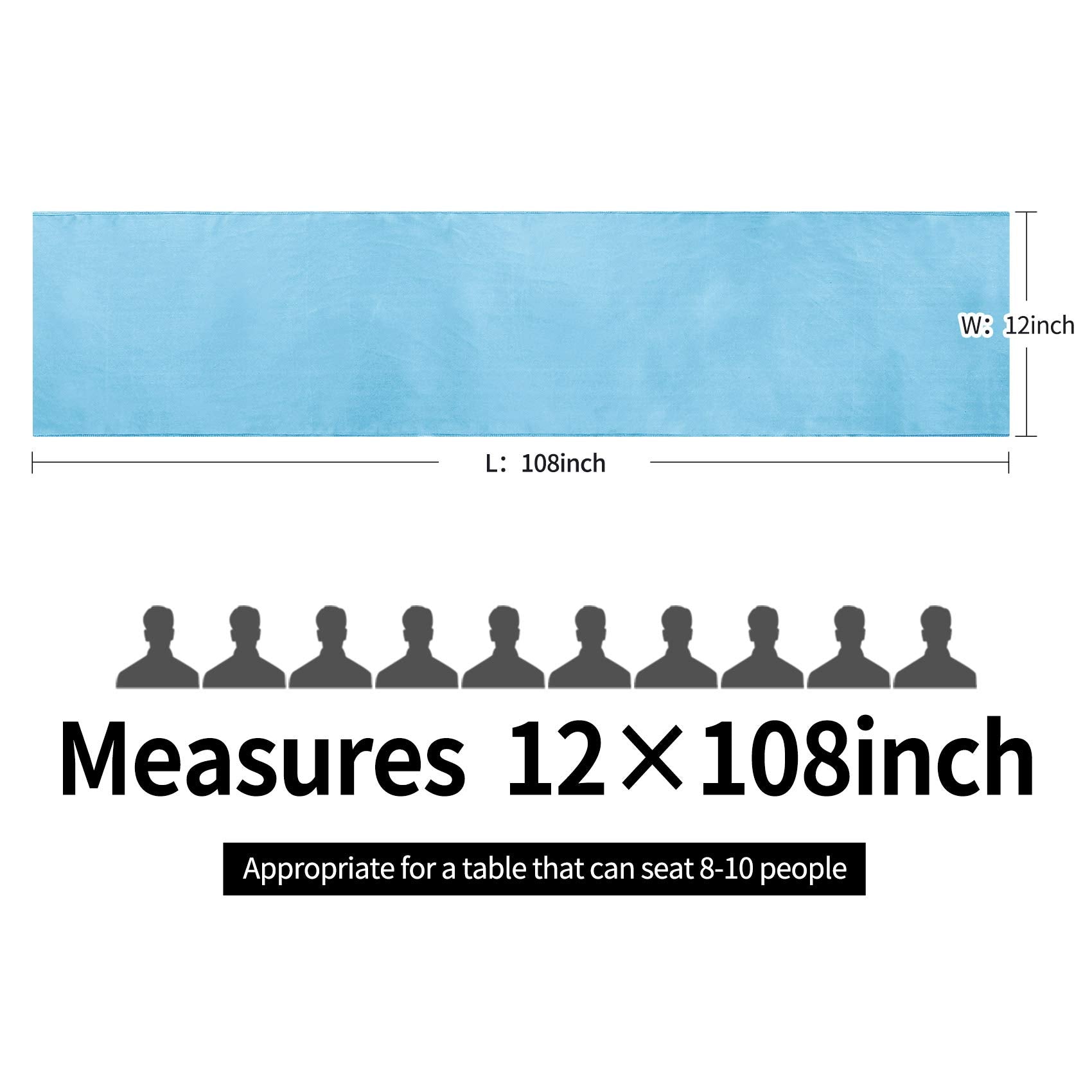 10-Pack Satin Table Runner Blue 12 X 108 Inches Long, Table Runners For Wedding, Birthday Parties, Banquets Decorations(10 Pack,