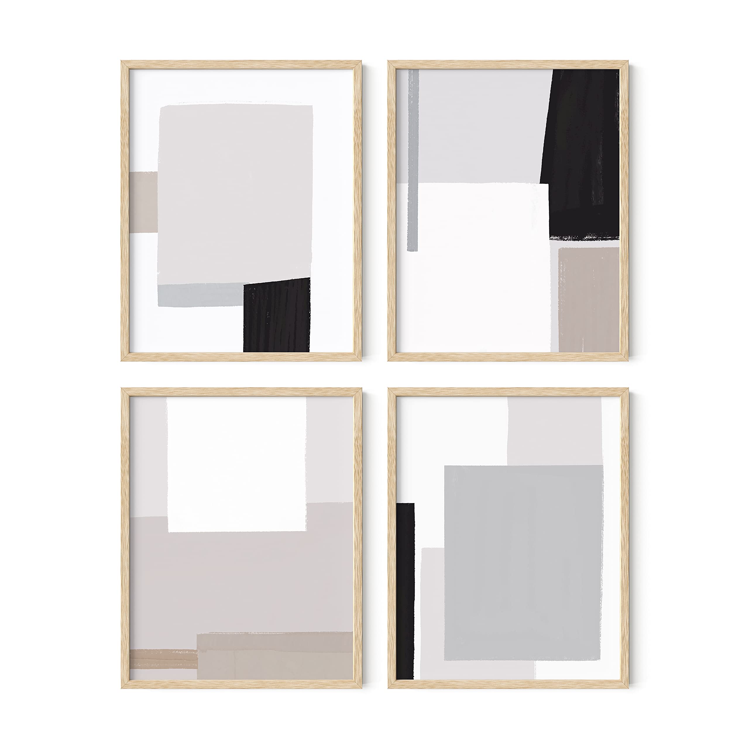 Haus And Hues Black And White Prints Wall Art Set Of 4 - Black And Grey Art Living Room Pictures Wall Decor, Black And White Wal