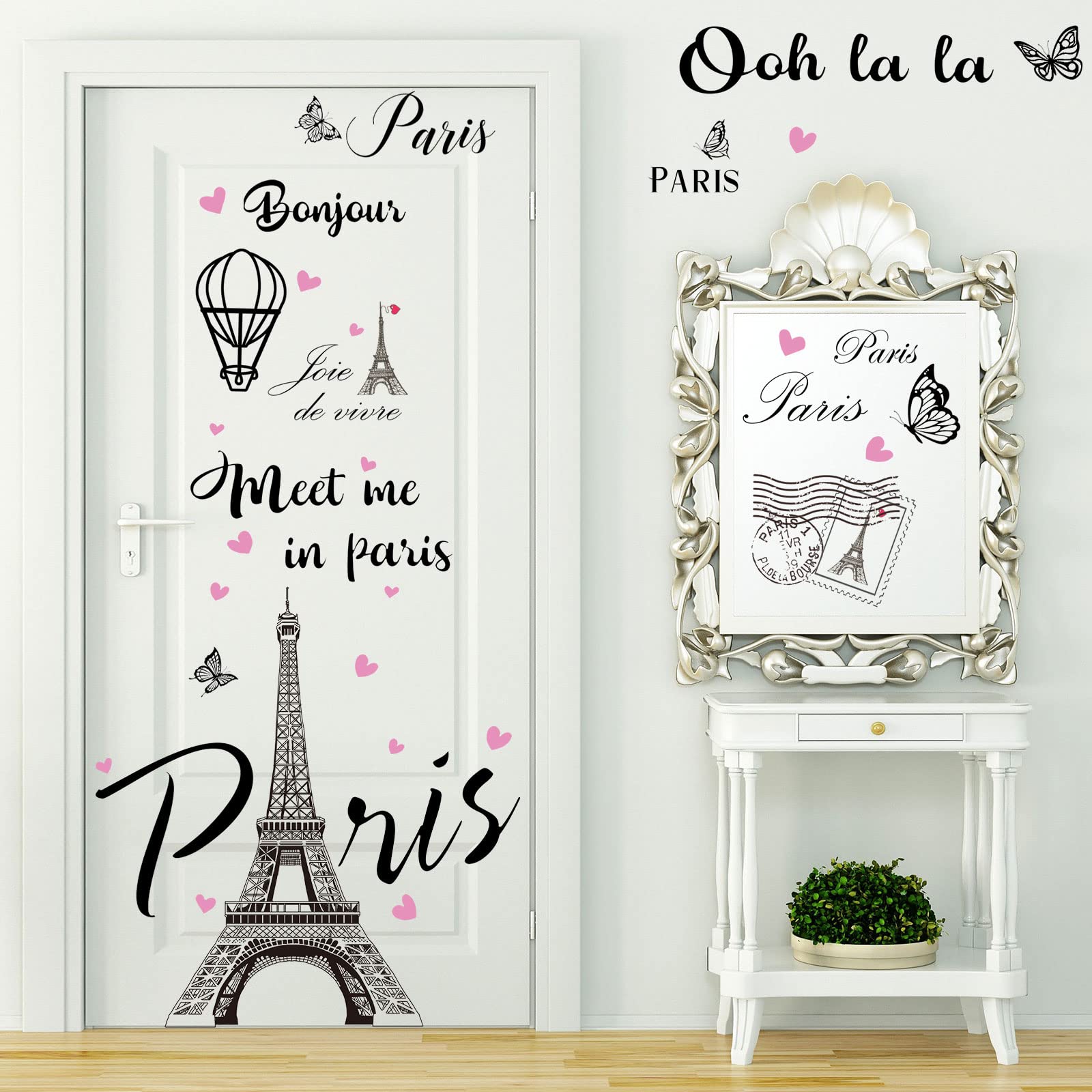 2 Sheets Paris Tower Wall Stickers Paris Eiffel Tower Peel And Stick Wall Decal Removable Balloon Stickers Large Black Paris Tow