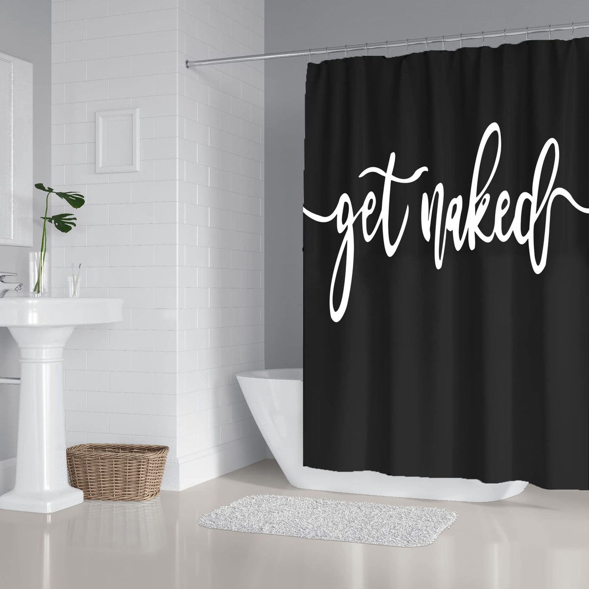 Zengmei 70X70 Inches Shower Curtain Set Funny Quote Durable Waterproof Polyester Shower Curtain Bathroom Bath Decor Cloth Fabric