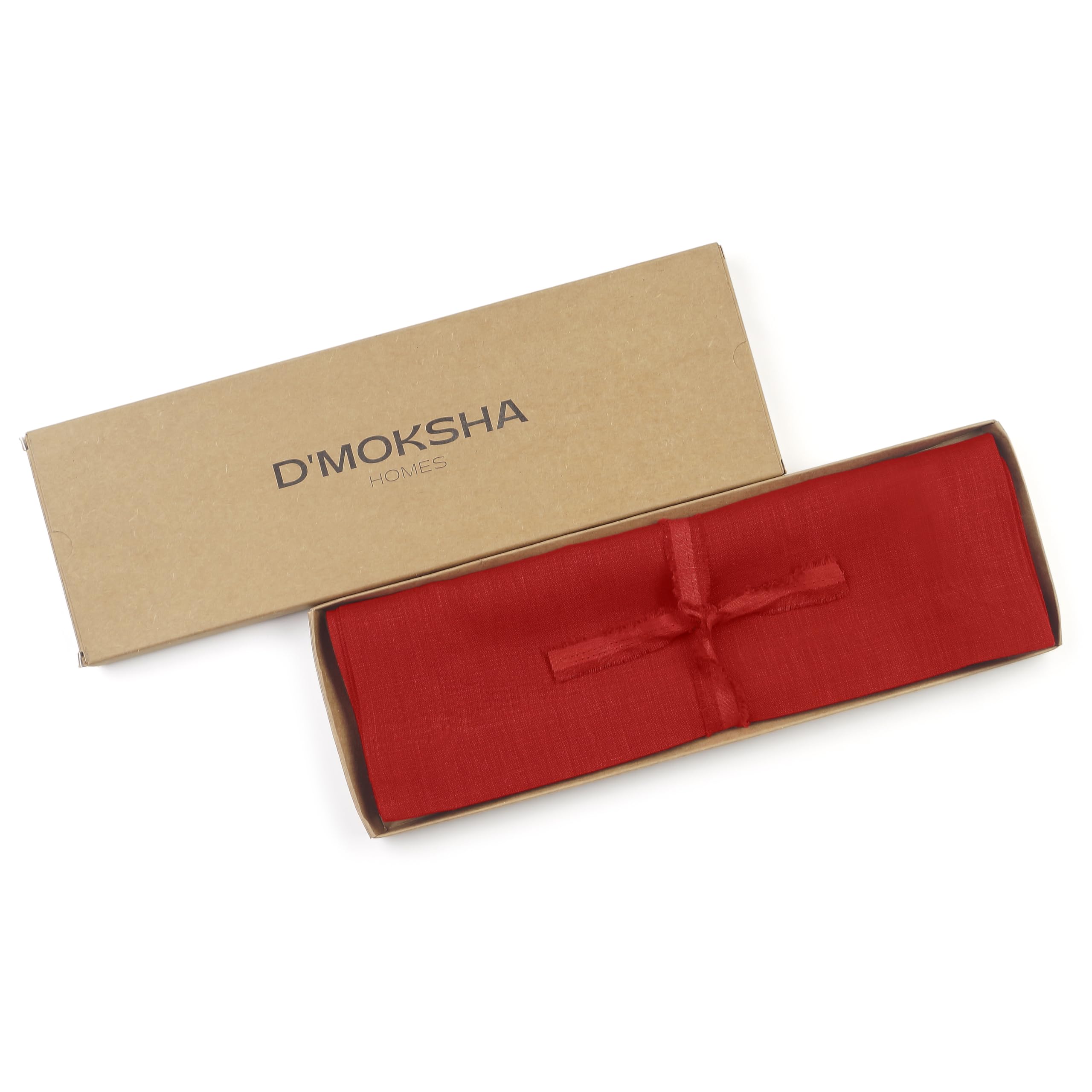 D'Moksha Homes Linen Placemats Set Of 4-100% Pure Linen Bright Red Placemats 14 X 19 Inch - Washable Bright Red Placemats For Ea