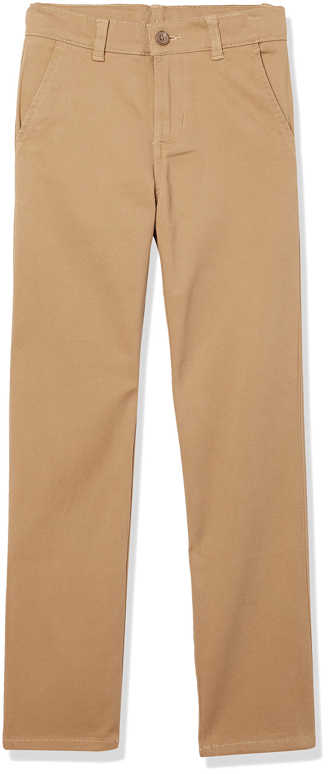 Izod Boys School Uniform Twill Pants, Flat Front  Comfortable Waistband, Burnished Khaki, 8 Husky