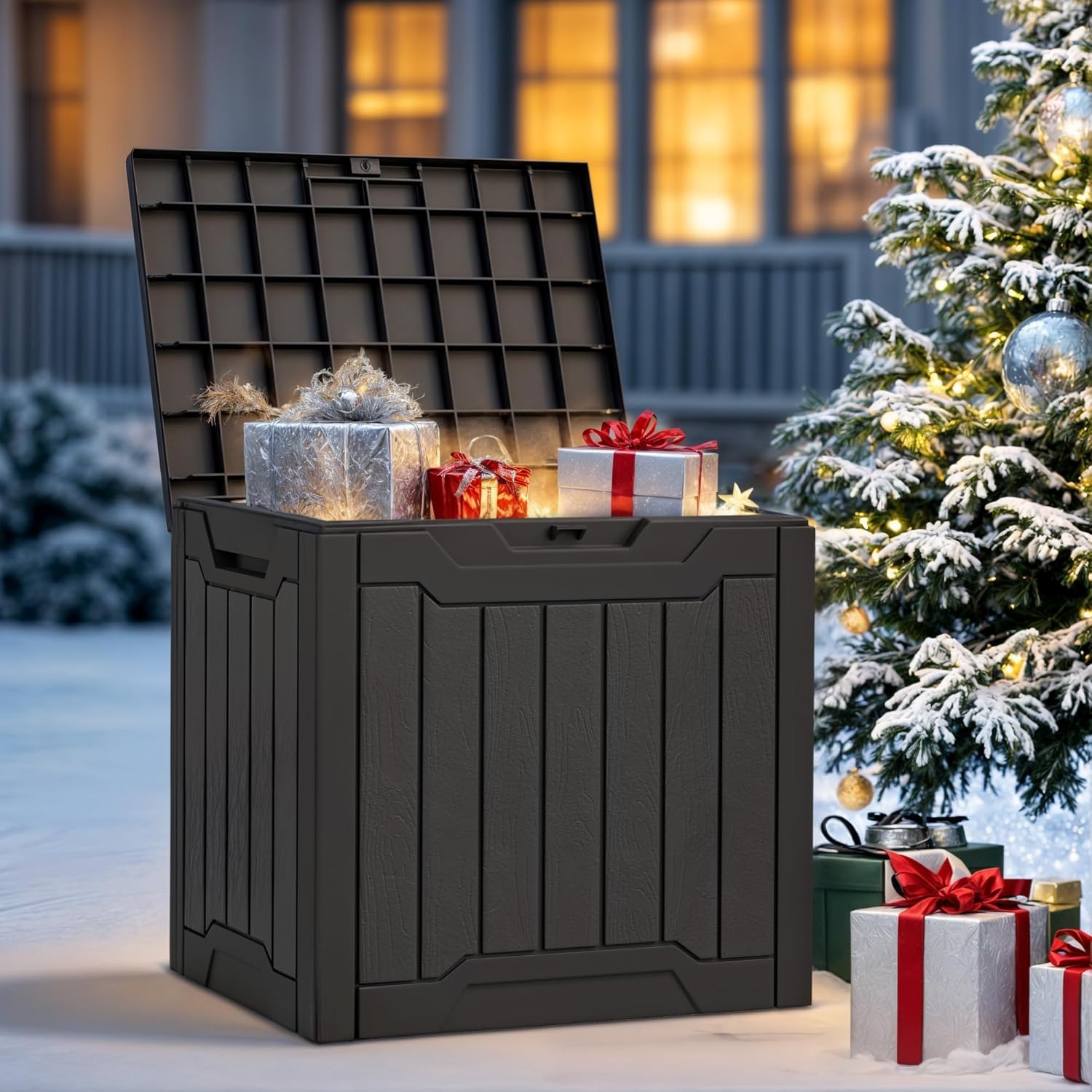 The Artment Black Storradeck 117 Ltr Storage Box  Waterproof, UvResistant Resin Deck Box With Lockable Lid For Indoor & Outdoo