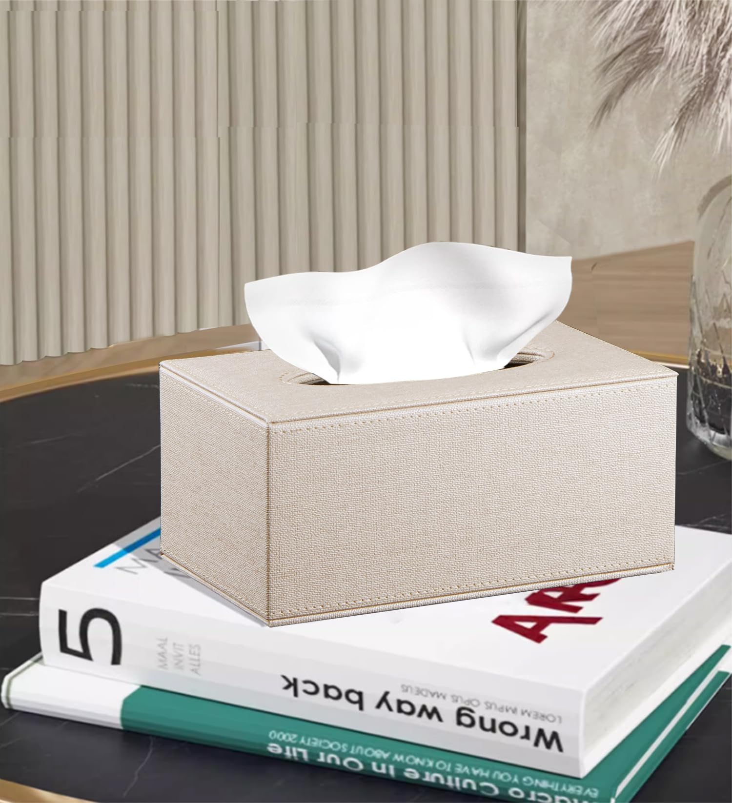 Tissue Box Cove Rectangular,Cut Leather Tissues Cube Box Holder,Modern Facial Paper Towels Organizer,Box Tissue Dispenser Decor