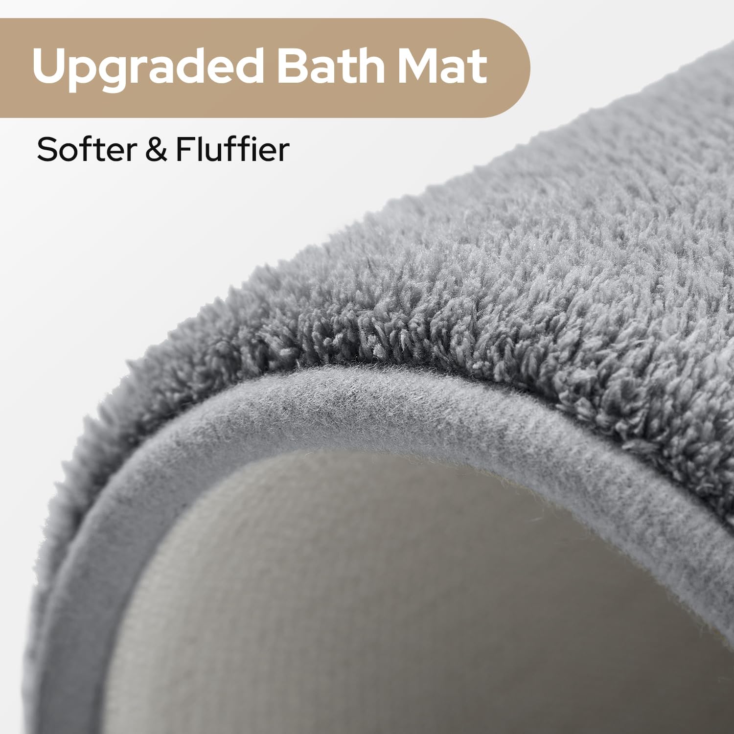 Homeideas Upgraded Bathroom Rugs Set 3 Piece, Extra Thick Absorbent Soft Memory Foam, Washable Toilet Bath Mat (Grey,17''X24''+2