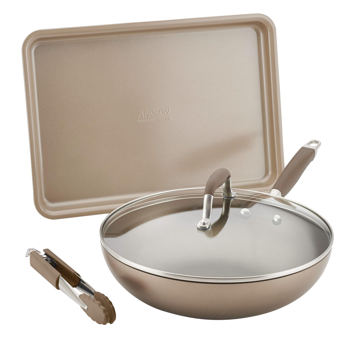 Anolon Advanced Nonstick Weeknight Essential Set, 4 Piece, Umber