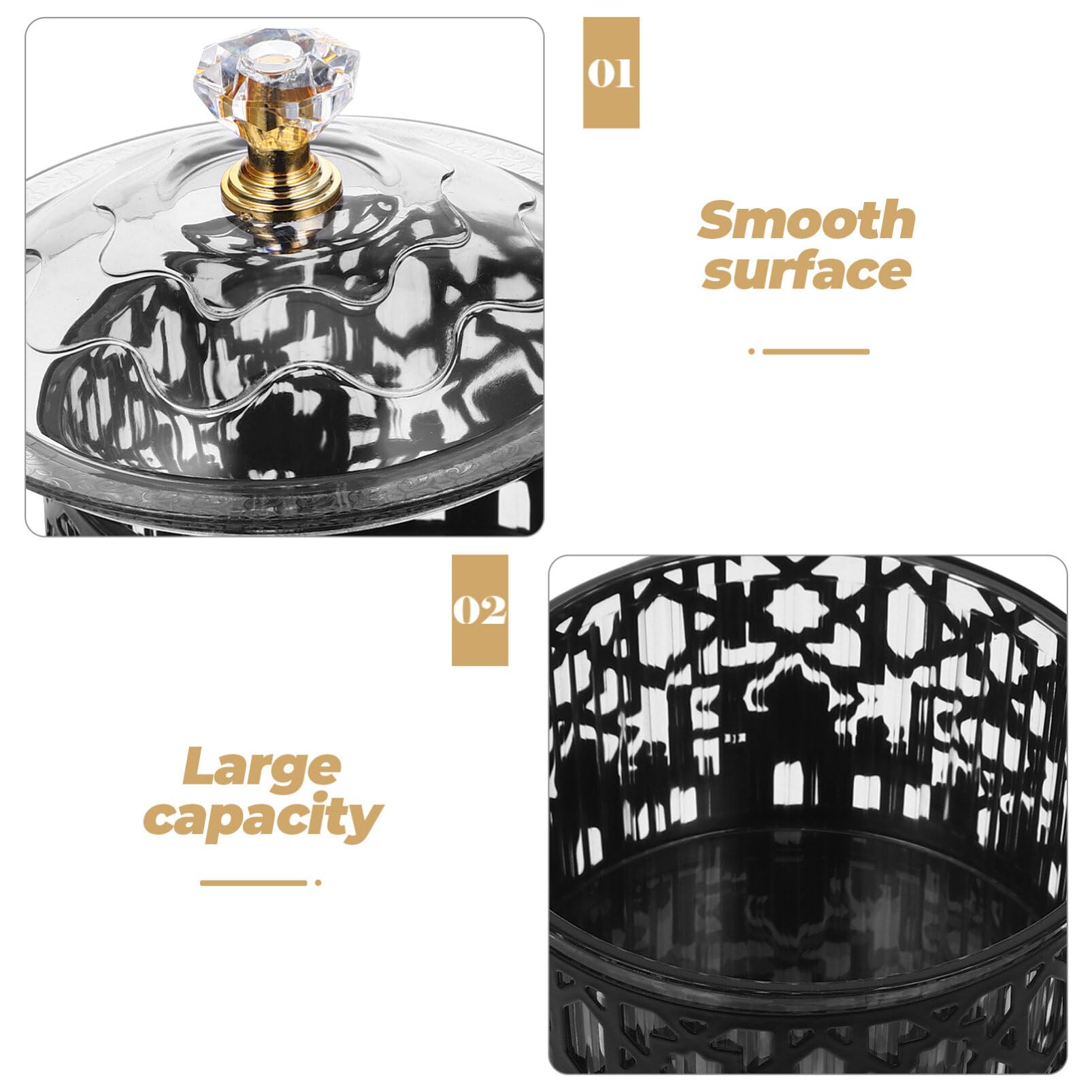 Zerodeko Ramadan Tray With Lid Eid Candy Dish Islam Muslim Cookie Box Black Dried Fruit Serving Plate Snack Storage Tray Trinket