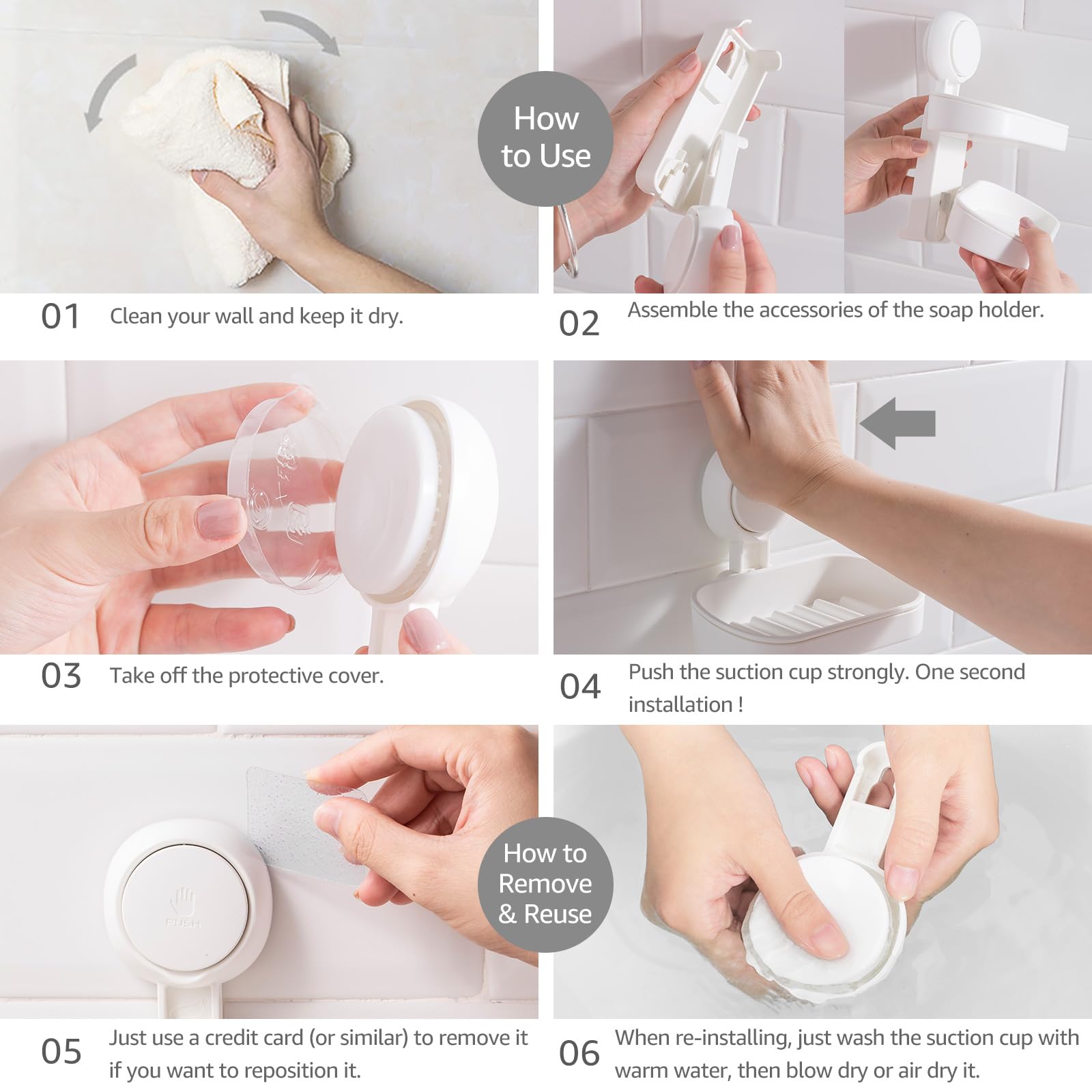 Leverloc Soap Dish Soap Holder For Shower Double Layer Suction Cup Wall Mounted No-Drilling Self Draining Removable Waterproof S
