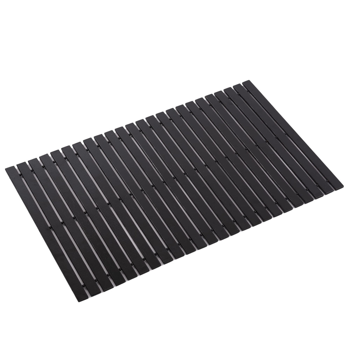 Bamboo Bath Mat Bathroom Rugs Floor Wood Shower Bathtub Waterproof Non Slip Accessories 16X24 Inch Easy To Clean, Black Bamboo,