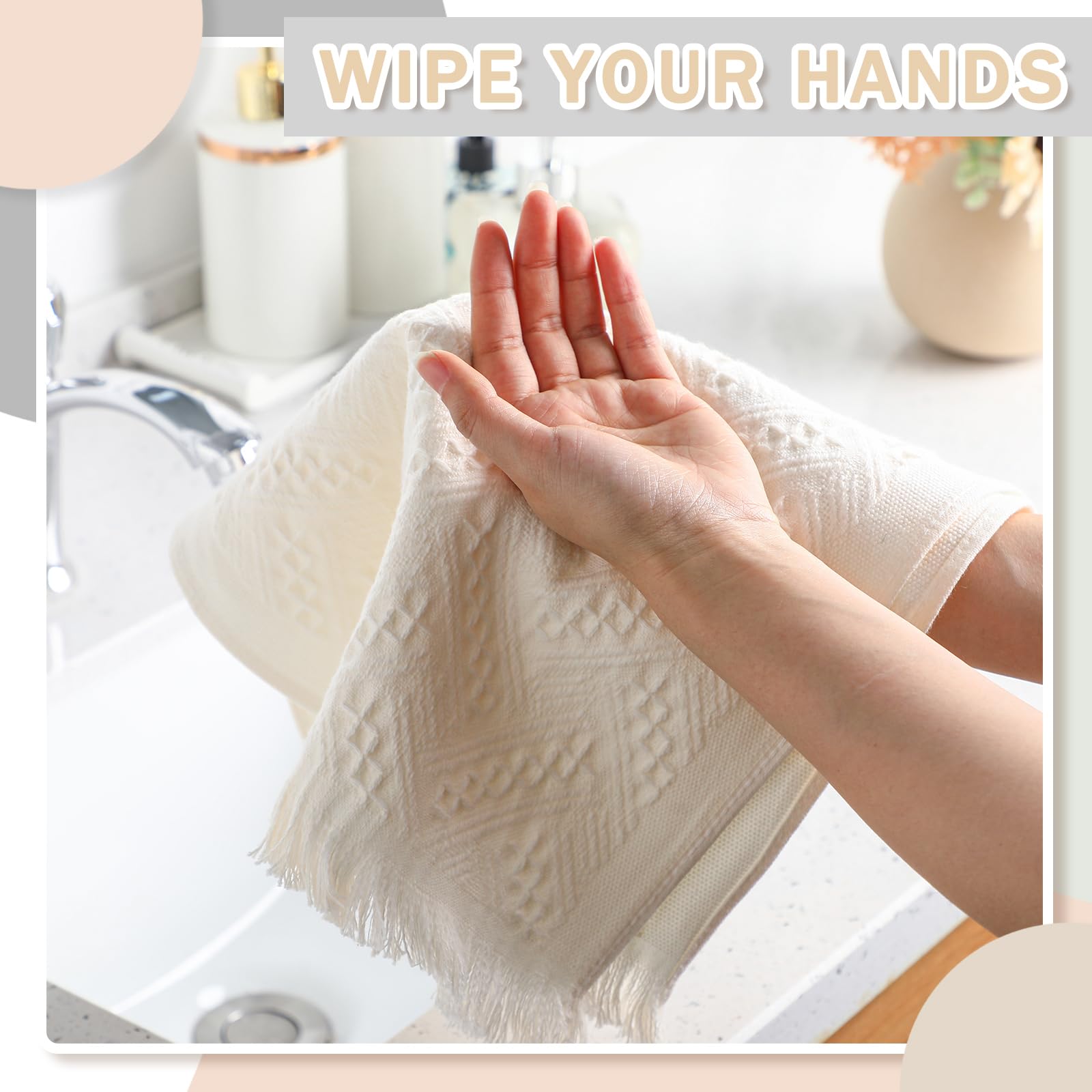 HunnmingRe 4 Pack Boho Bathroom Hand Towel 14 x 30 Inch 100% Turkish Cotton Decorative Boho Kitchen Hand Towel Farmhouse Bathroo