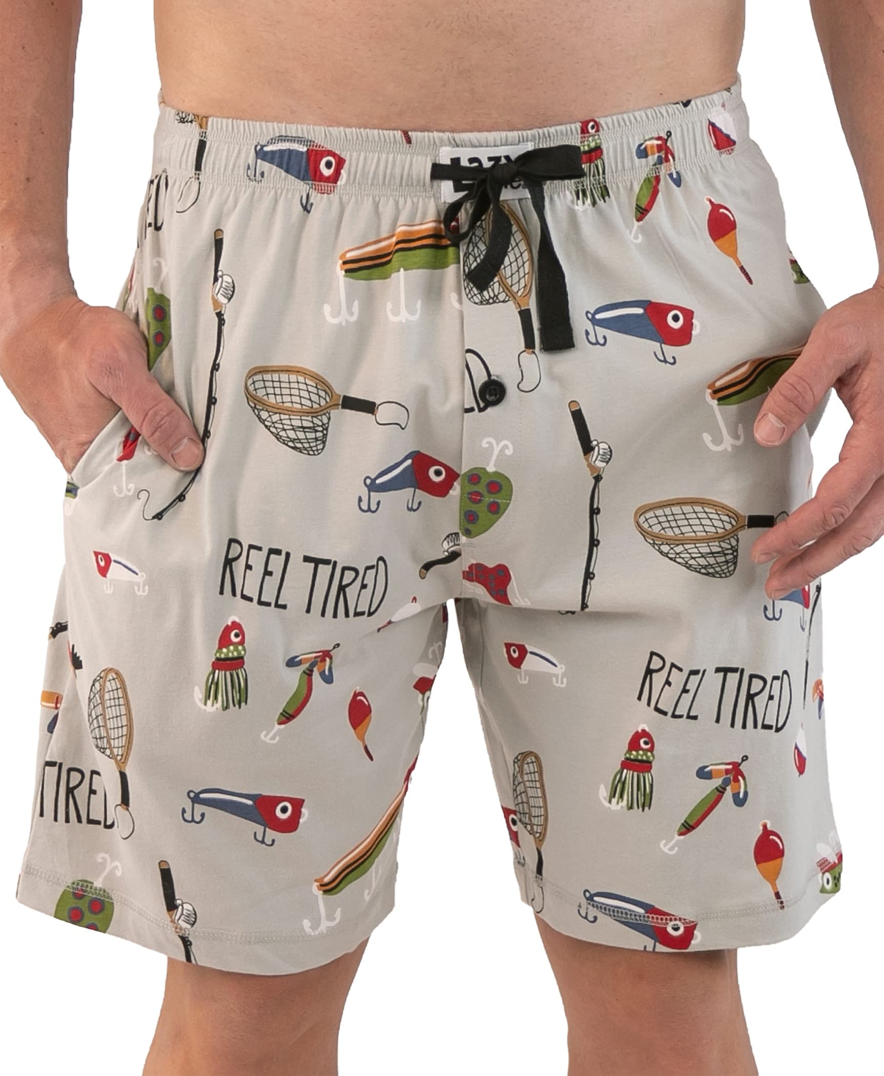 Lazy One Pajama Shorts For Men, Mens Pajama Bottoms, Sleepwear (Reel Tired, X-Large)