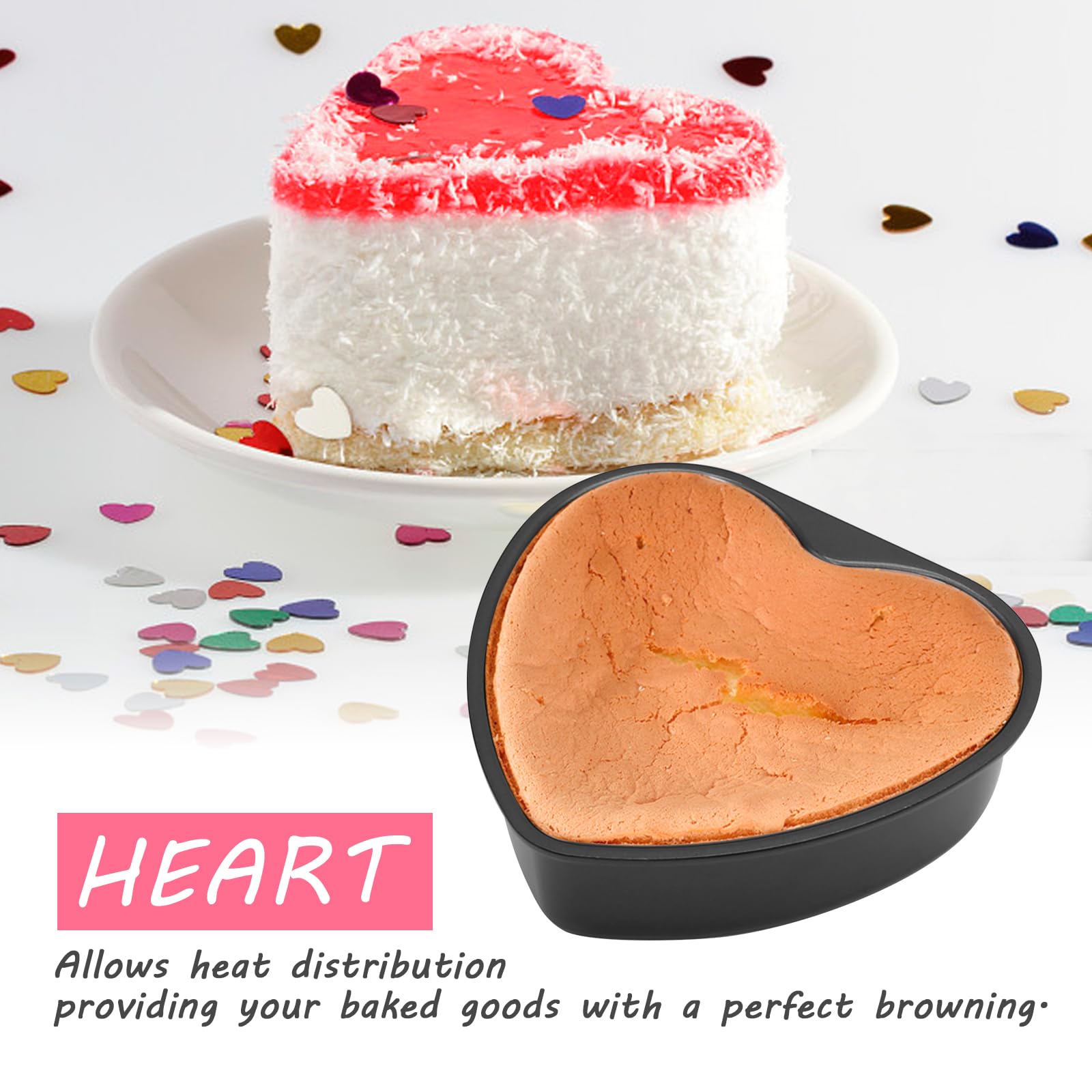 Saihisday 8 Inch Heart Shaped Non-Stick Cake Pan, Aluminum Cake Tin, Diy Baking Mold Tool For Wedding Birthday Parties Valentine