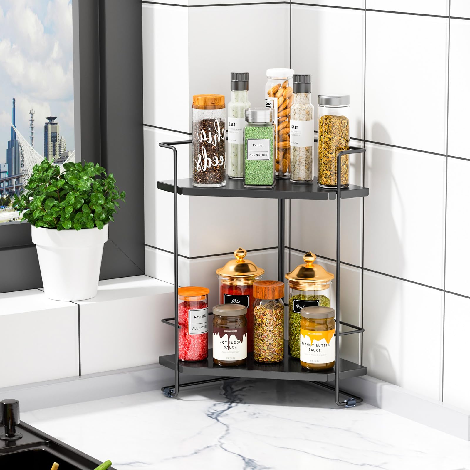 Boivshi Bathroom Organizer Countertop, 2-Tier Bathroom Organizers And Storage For Bathroom Countertop, Kitchen Counter, Corner S