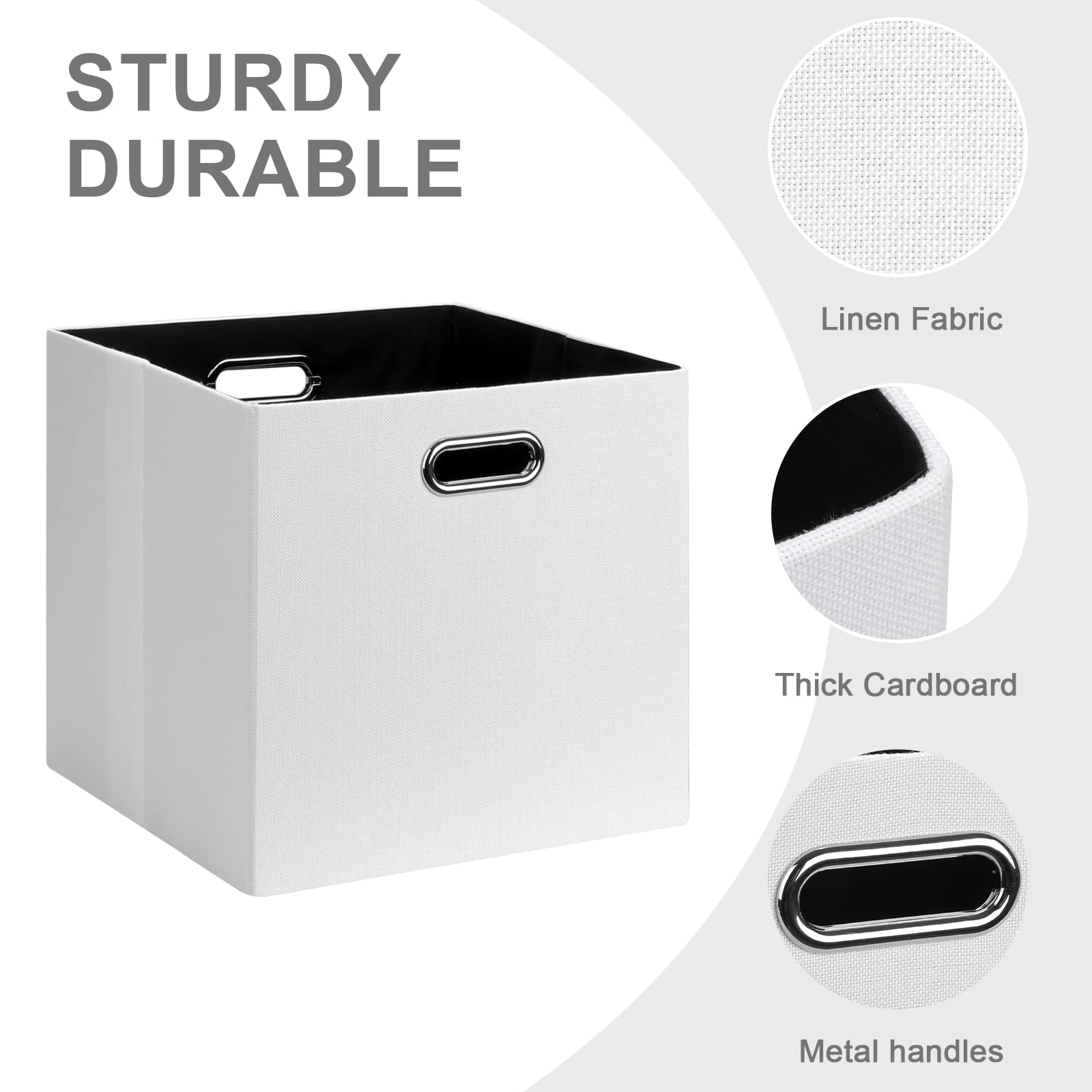 Posprica 11X11 Storage Cubes, Collapsible Storage Bins With Dual Handles, Fabric Foldable Storage Boxes Basket For Closet Shelf