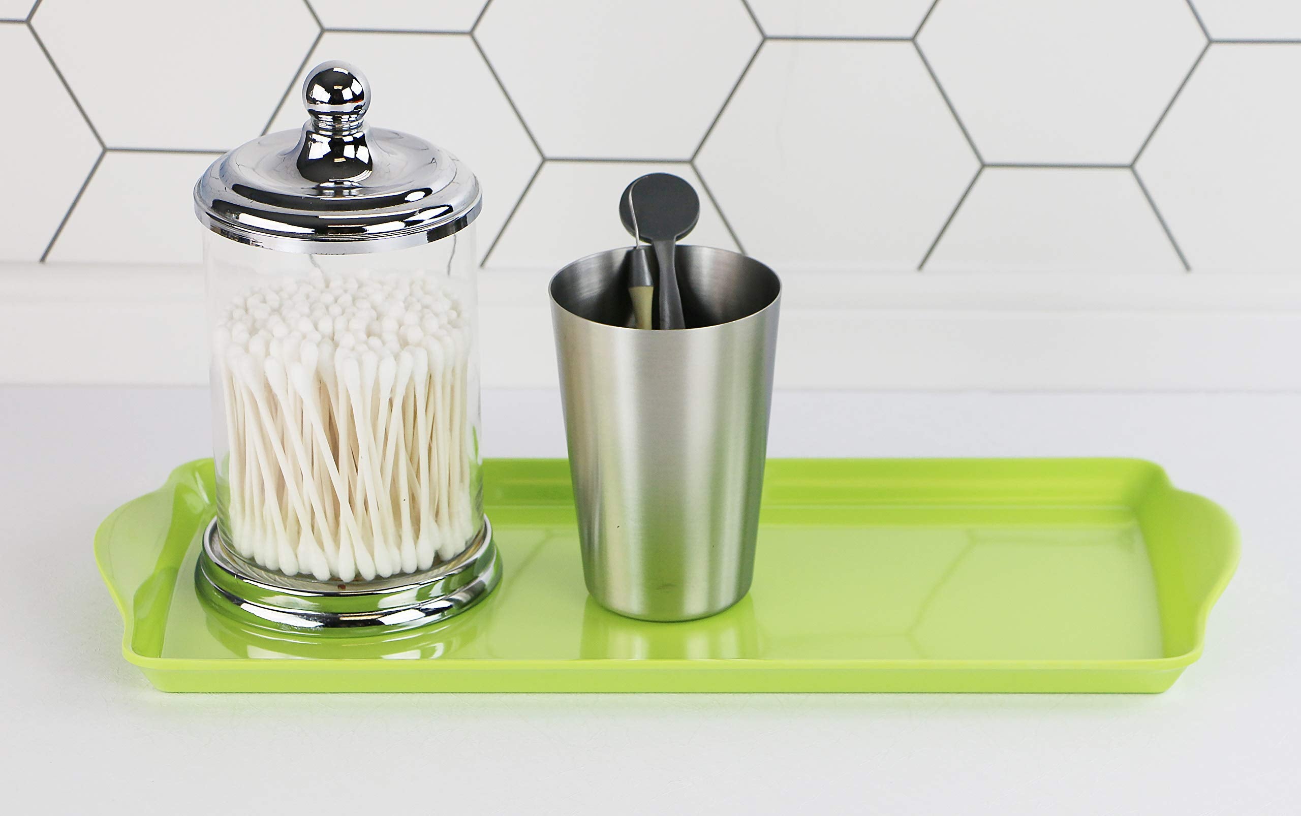 Calypso Basics Melamine Plastic Tidbit Bpa-Free, Food Safe, Multipurpose Platter Serving Tray, Bathroom/Table Organizer, Lime