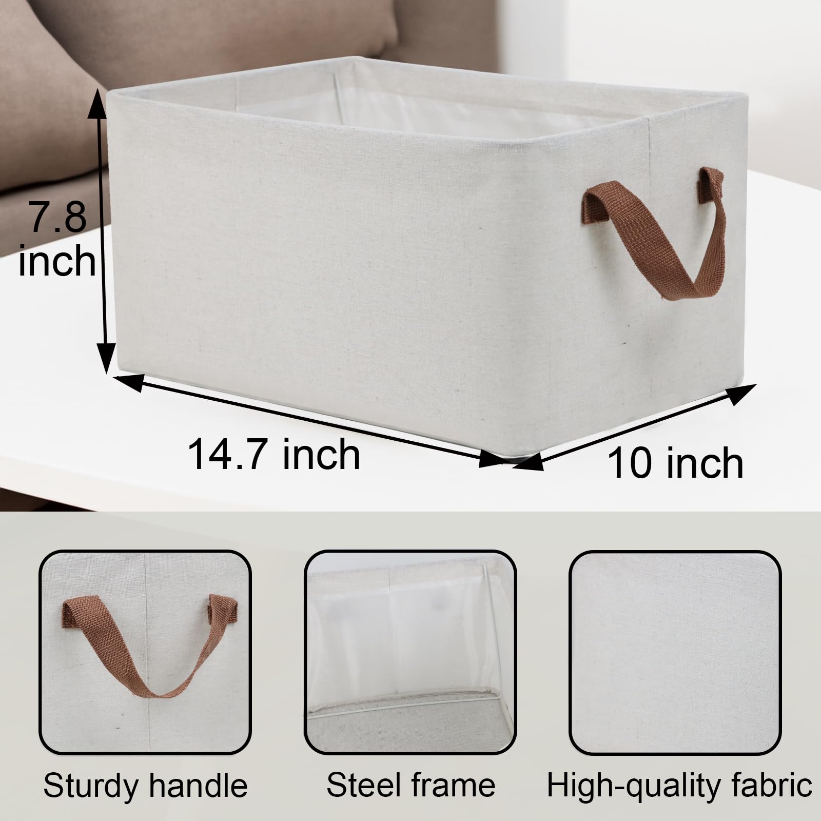 4 Pcs Shelf Baskets Linen Organization Bins, Folding Fabric Storage Basket Bin, Closet Organizers And Storage, Foldable Organize