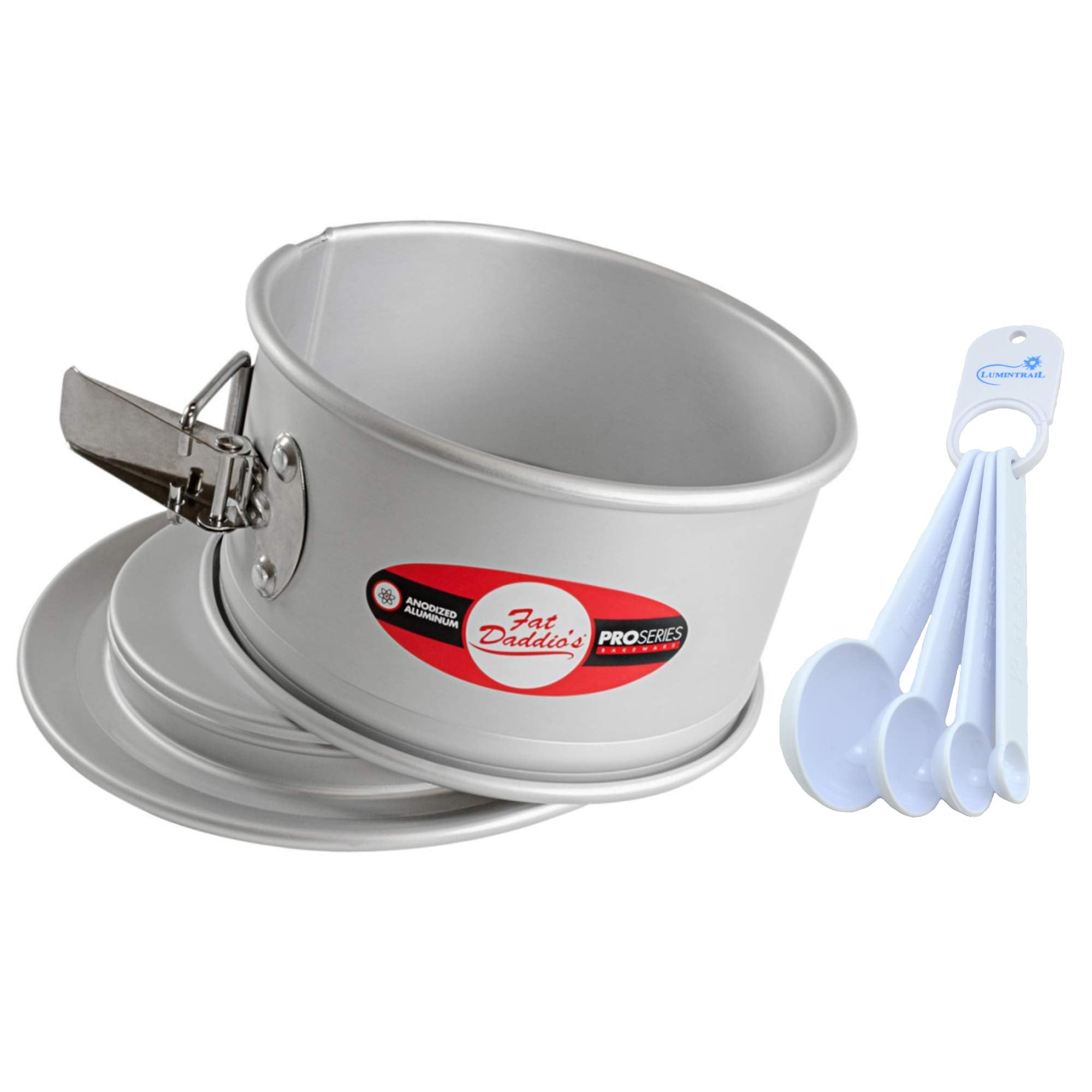 Fat Daddio'S Springform Pan Anodized Aluminum 6X3 Inch Bundle With Lumintrail Measuring Spoons