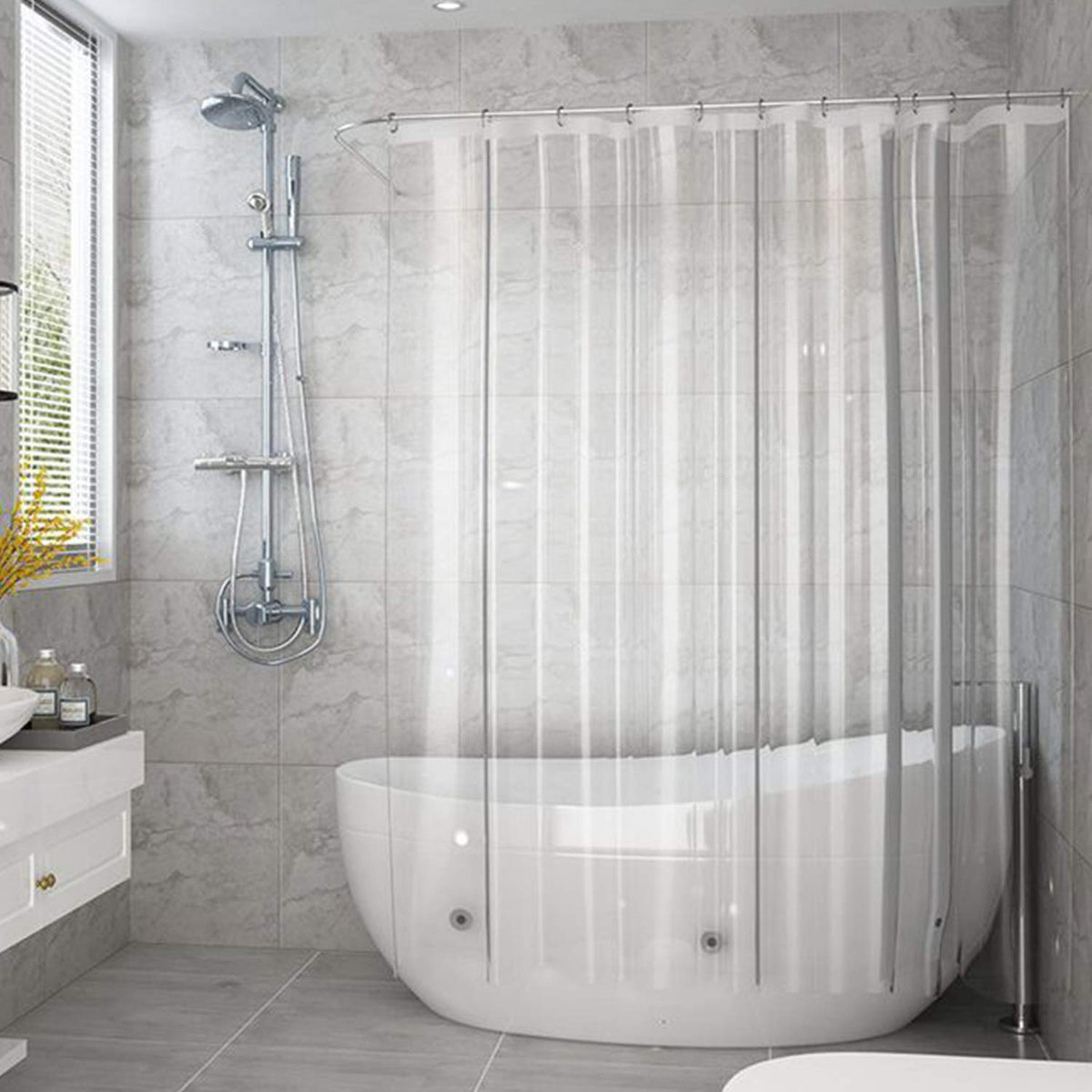 Aoohome Eva Small 36X72 Inches Shower Liner, See Through Clear 8 Gauge Bathroom Curtain With Hooks, Bottom Magnets, Waterproof,