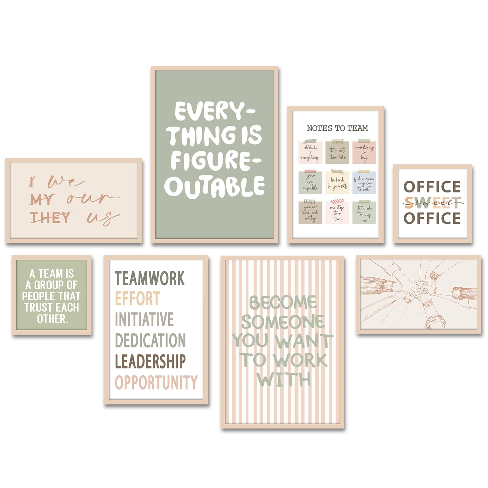Faccito 8 Set Office Wall Decor Motivational Inspirational Decoration For Office Teamwork Wooden Framed Art Decor Large Inspirin