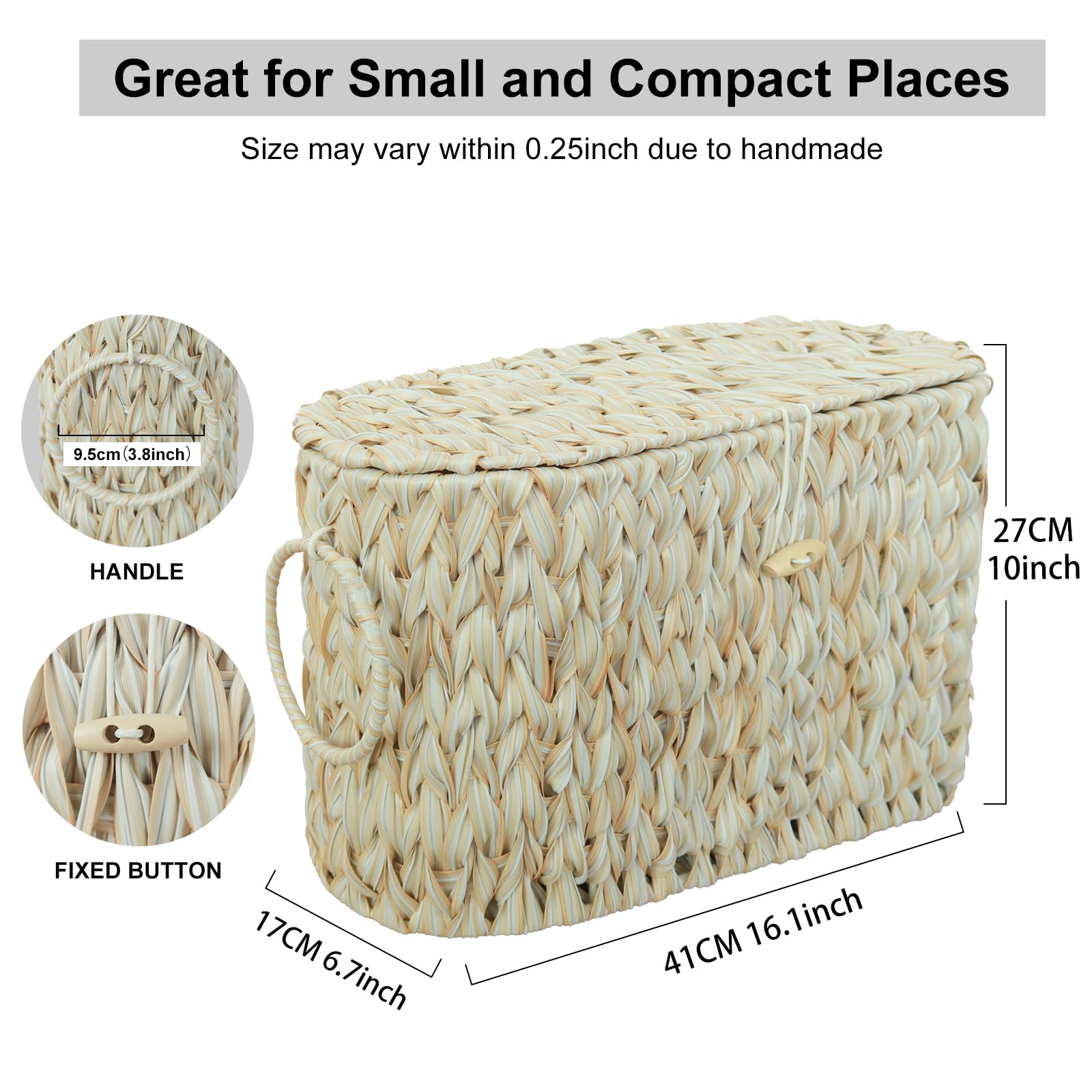 Coeusy Toilet Paper Basket,Wicker Toilet Paper Storage With Lid,Toilet Paper Storage Bin Container With Handle,Decorative Boho B